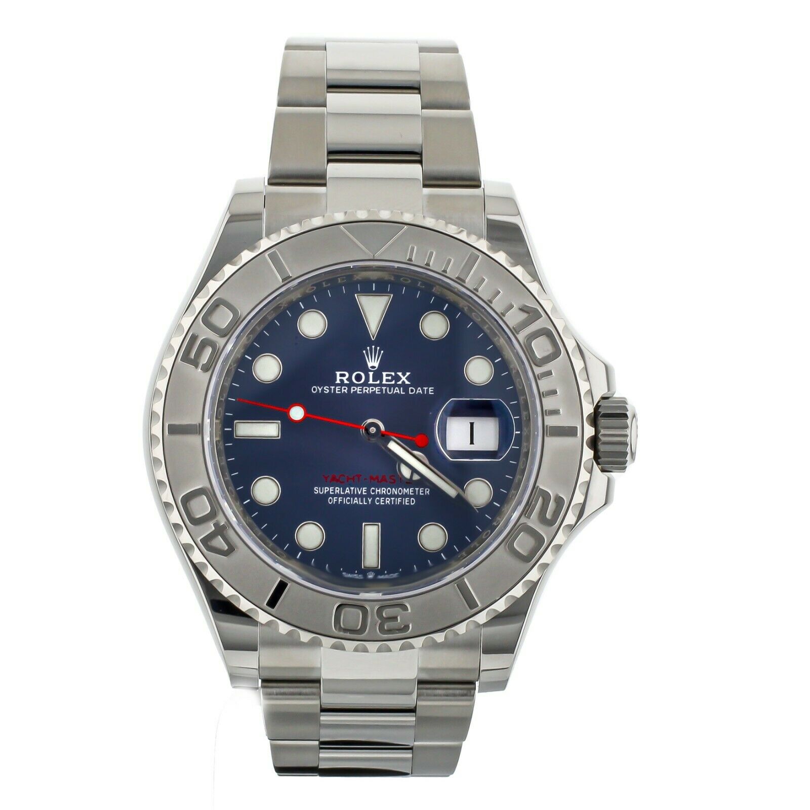 Rolex Yacht-Master Blue Dial Platinum Bezel Stainless Steel 40mm  Full Set