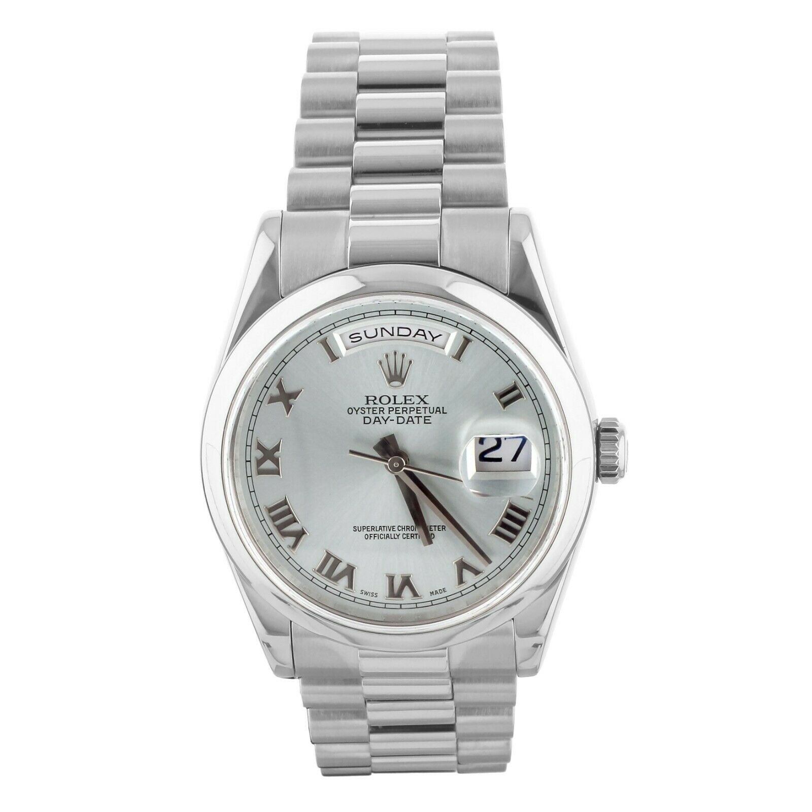 Rolex Day Date 36 Glacier Blue Dial Platinum on Bracelet 36mm  Full Set