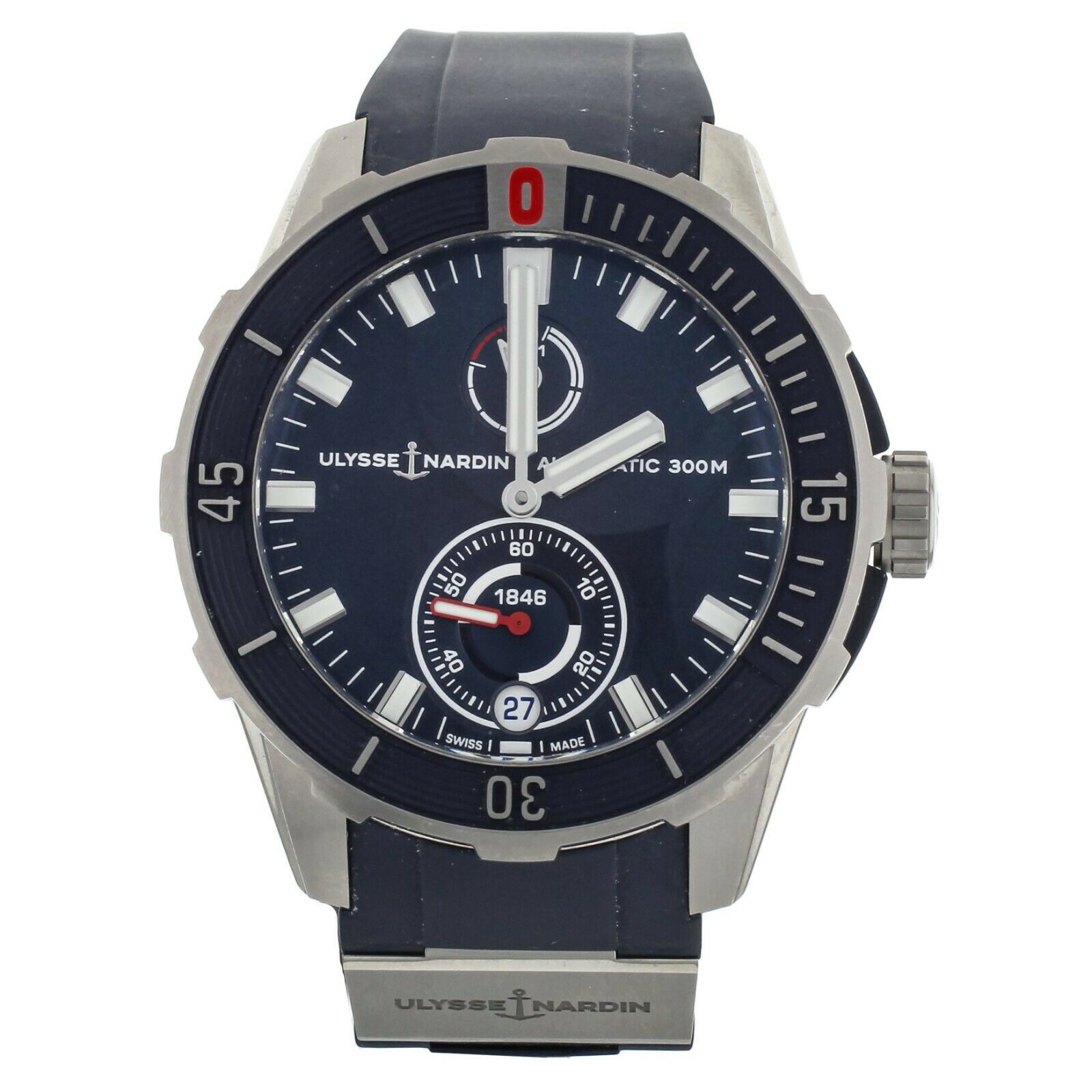 Ulysse Nardin Diver Titanium Blue Dial Rubber Strap 44mm 1183-170-3/93 Full Set
