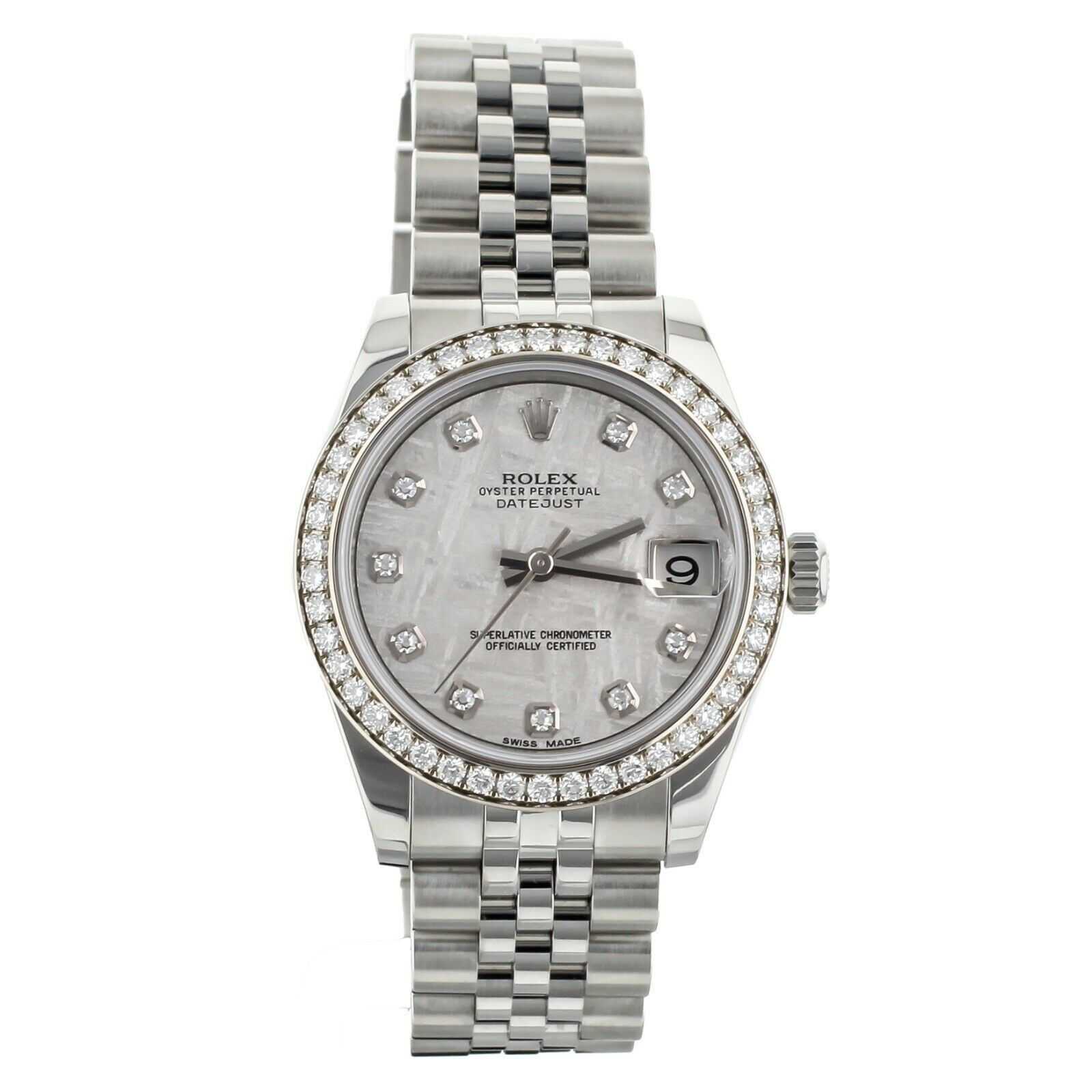 Rolex Datejust Stainless Steel Factory Meteorite Dial Diamond Bezel 31mm M178384