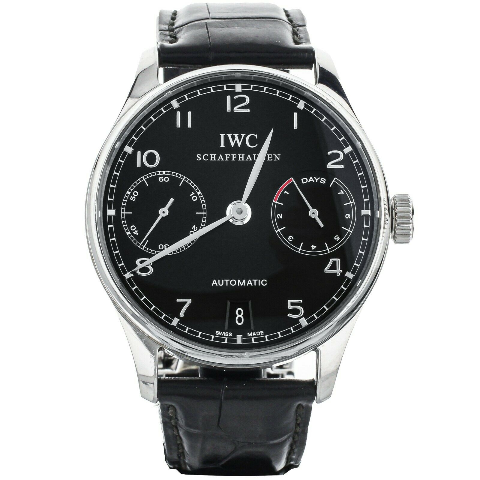 IWC Portugieser Black Dial Stainless Steel 7 day Power Reserve 42mm IW500703