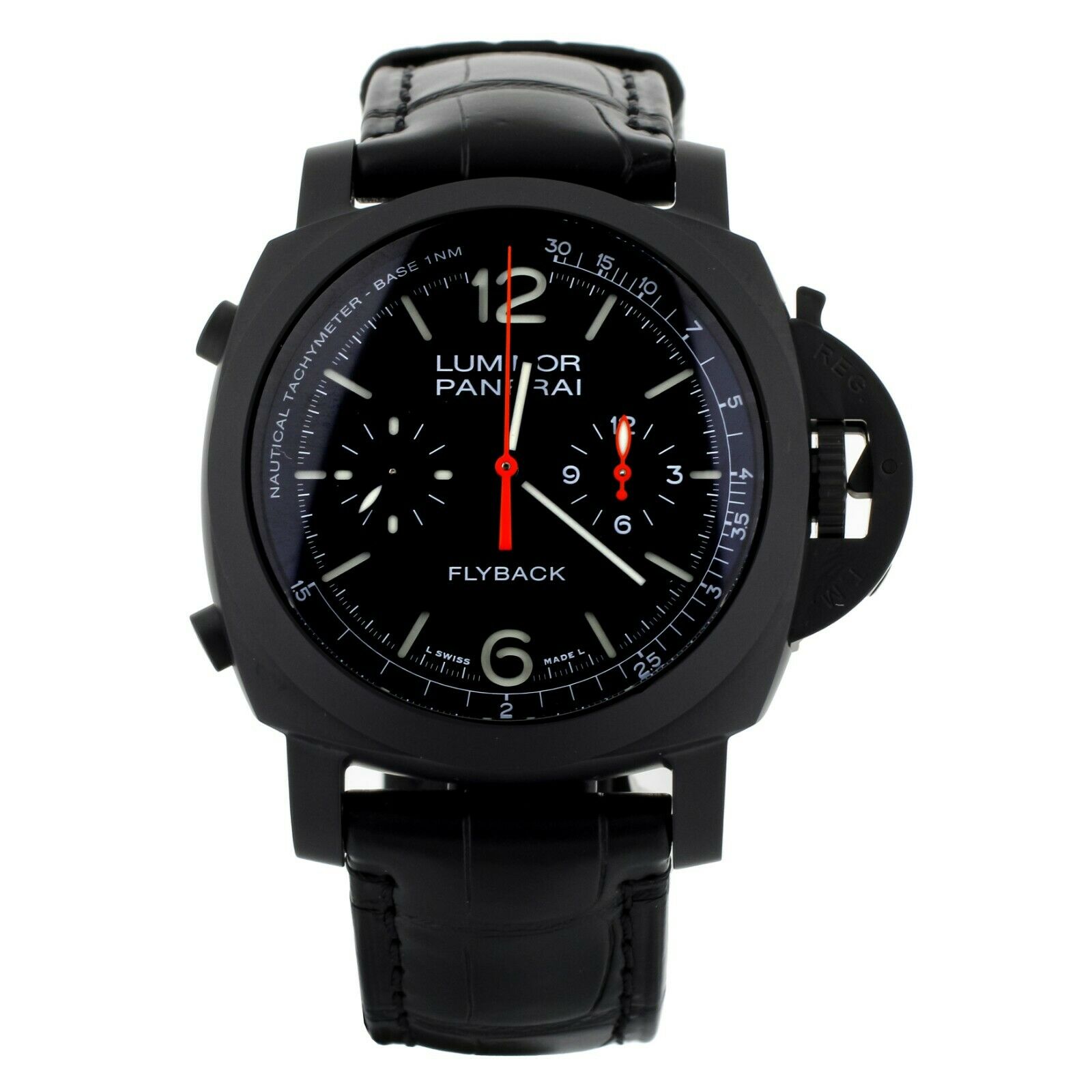 Panerai Luminor 1950 Flyback Ceramic Black Dial Alligator 44MM PAM01298 Full Set