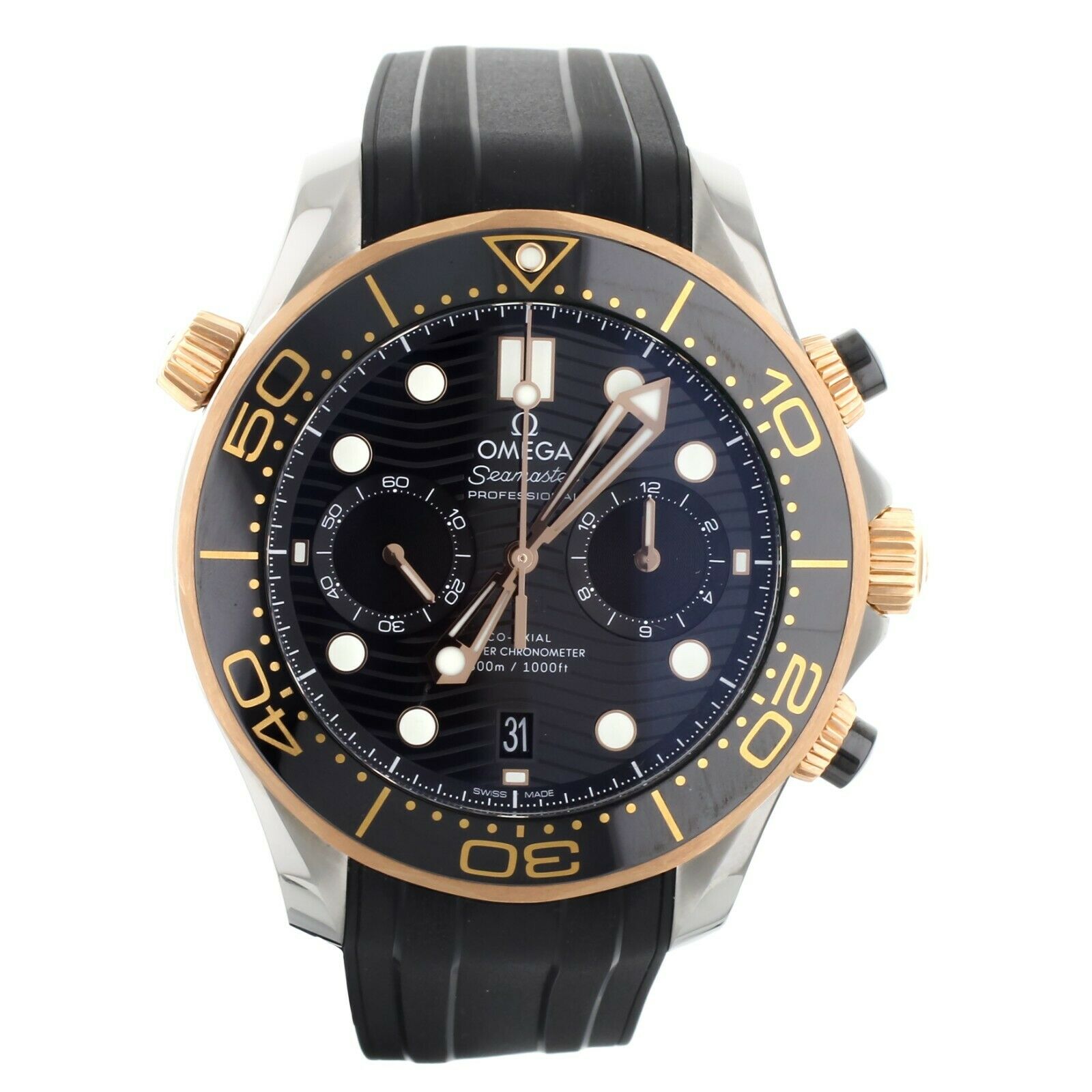 Omega Seamaster 300m Chronograph Stainless Steel Rose Gold Rubber 21022445101001