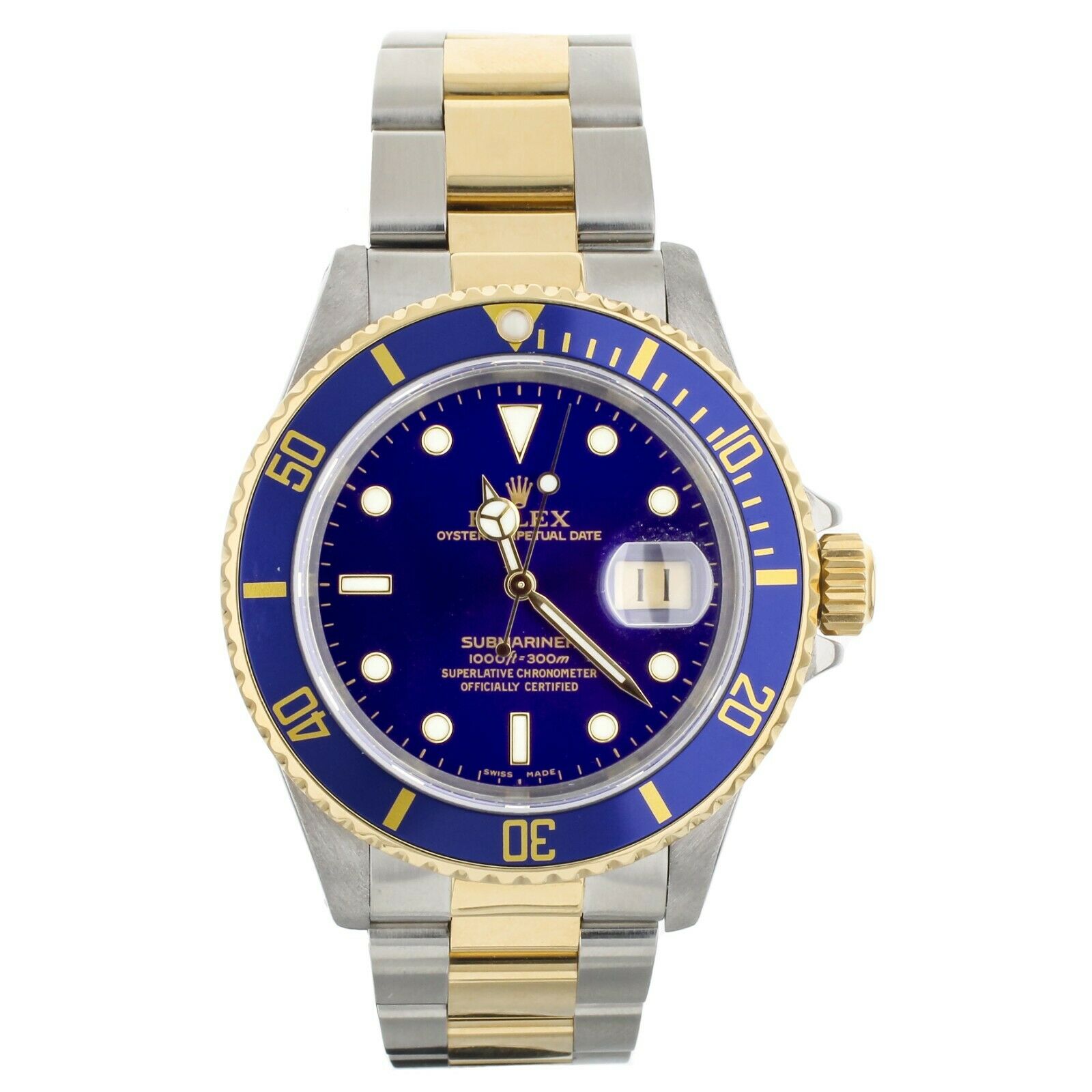 Rolex Submariner Stainless Steel Yellow Gold Blue Dial  Bracelet 40mm 16613LB