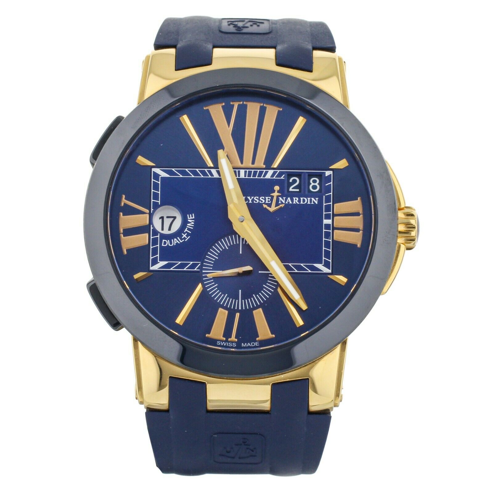 Ulysse Nardin Executive Blast Dual Time Yellow Gold Rubber 43mm 246-00 Full Set