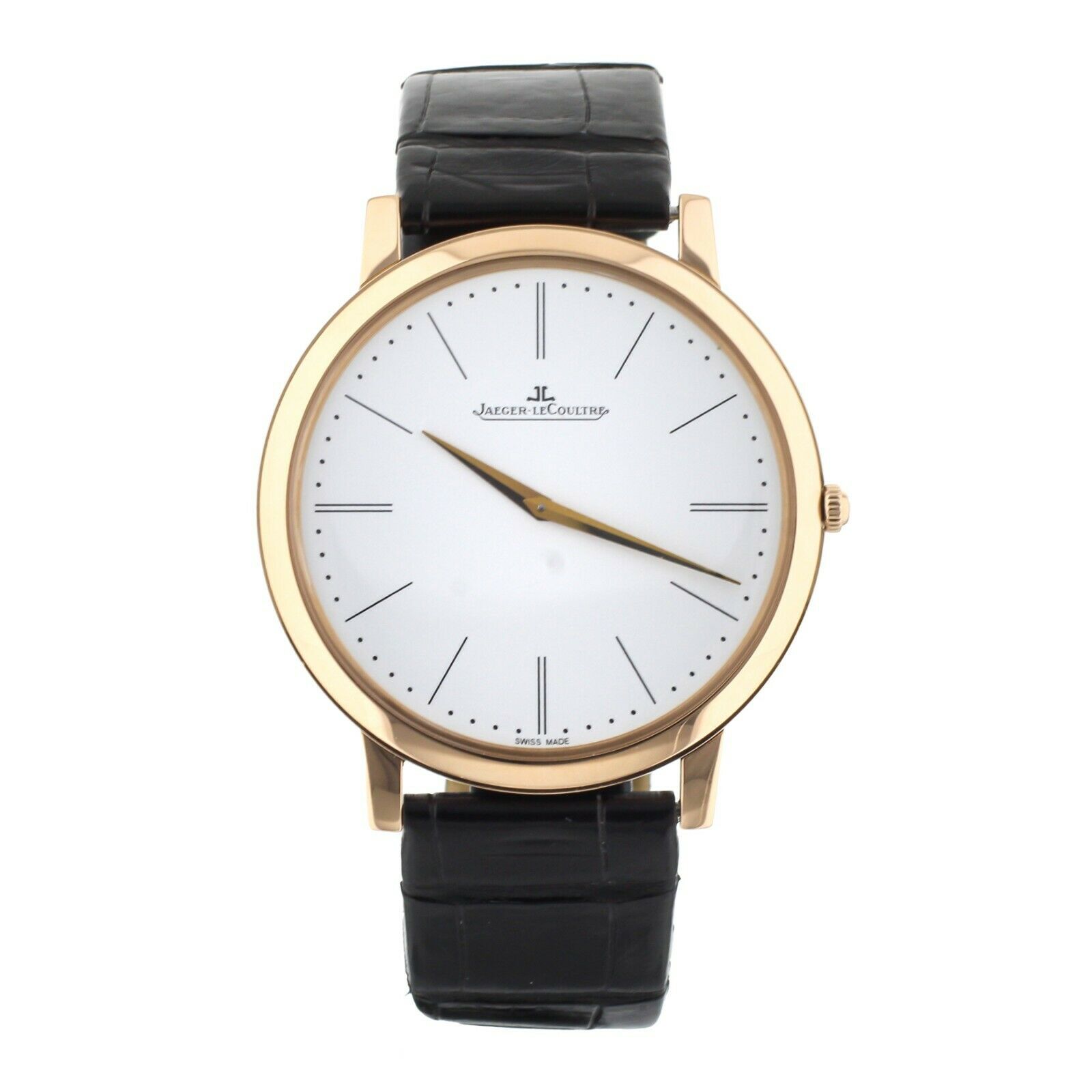 Jaeger LeCoultre Master Ultra Thin Rose Gold Silver Dial Alligator