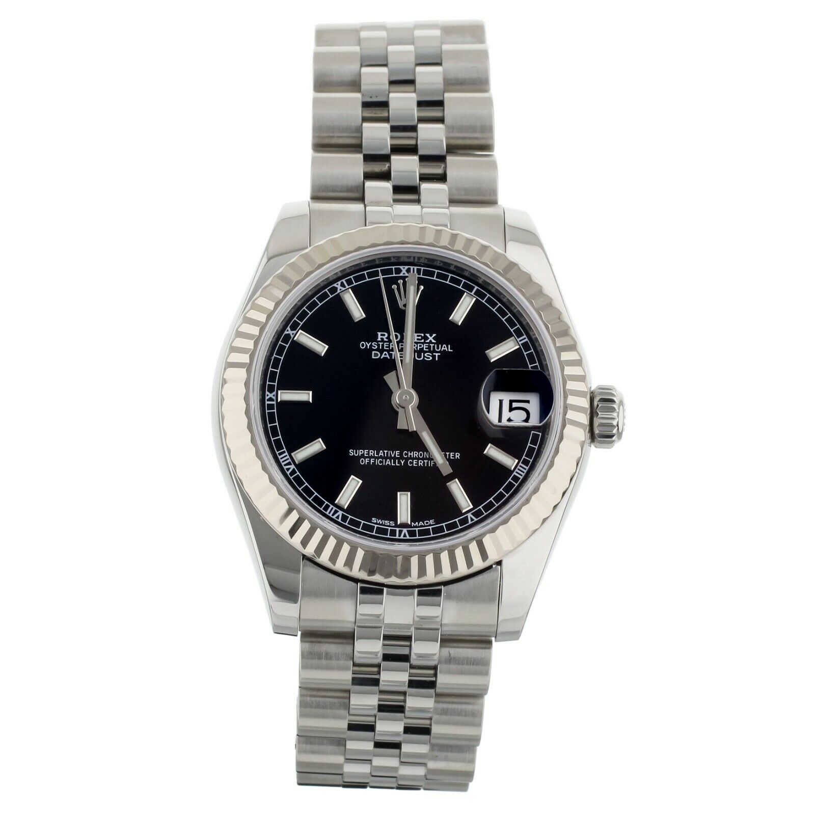 Rolex Datejust Stainless Steel Black Dial Jubilee Bracelet