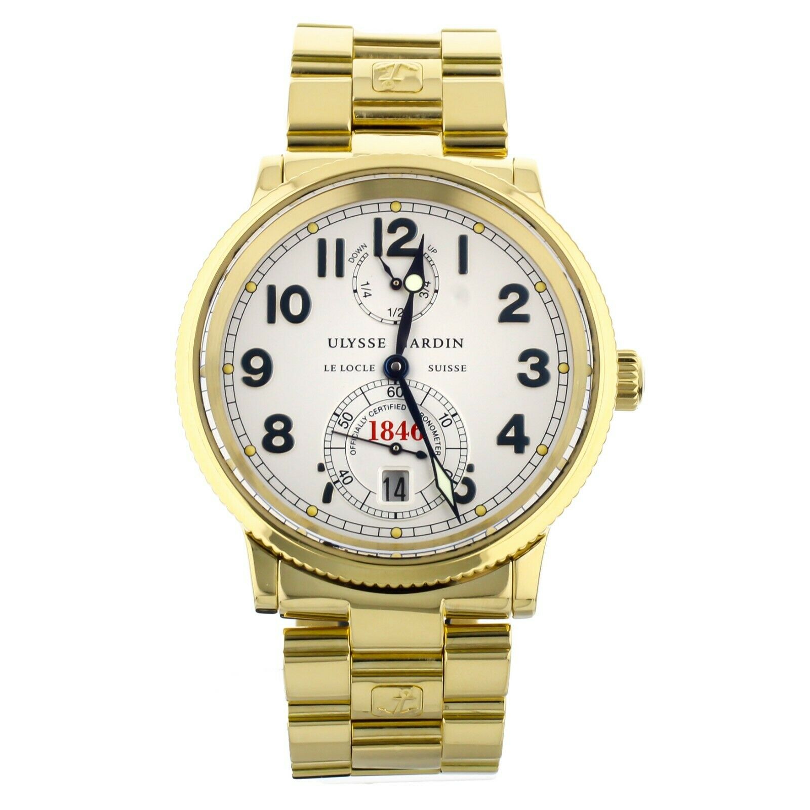 Ulysse Nardin Marine Chronometer Silver Dial Yellow Gold Bracelet