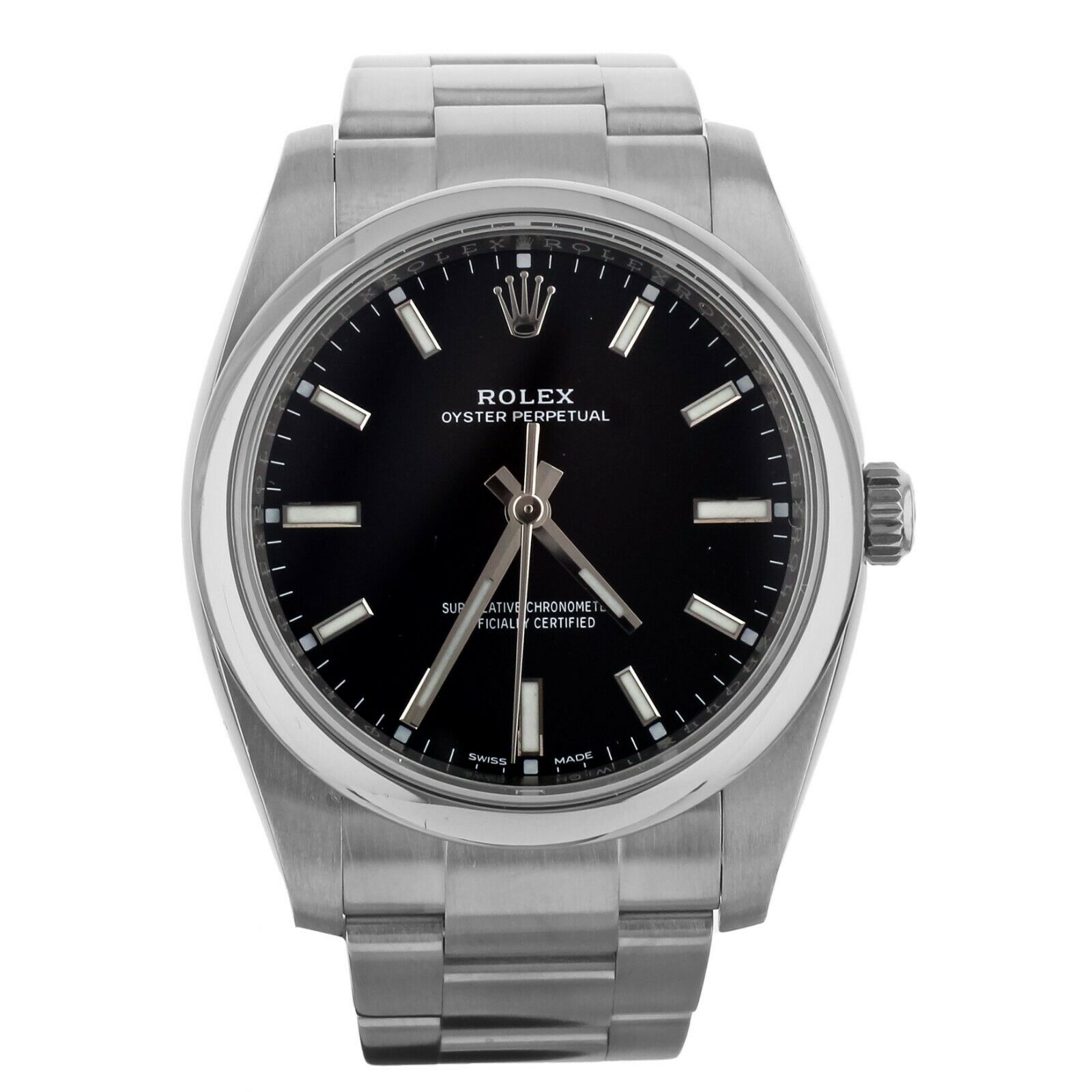 Rolex Oyster Perpetual Stainless Steel Black Dial on Bracelet 34mm 114200