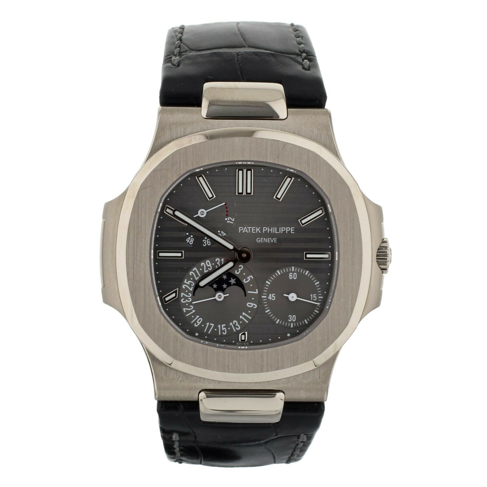 Patek Philippe Nautilus White Gold Black Alligator strap 40MM 5712G-001 Full Set