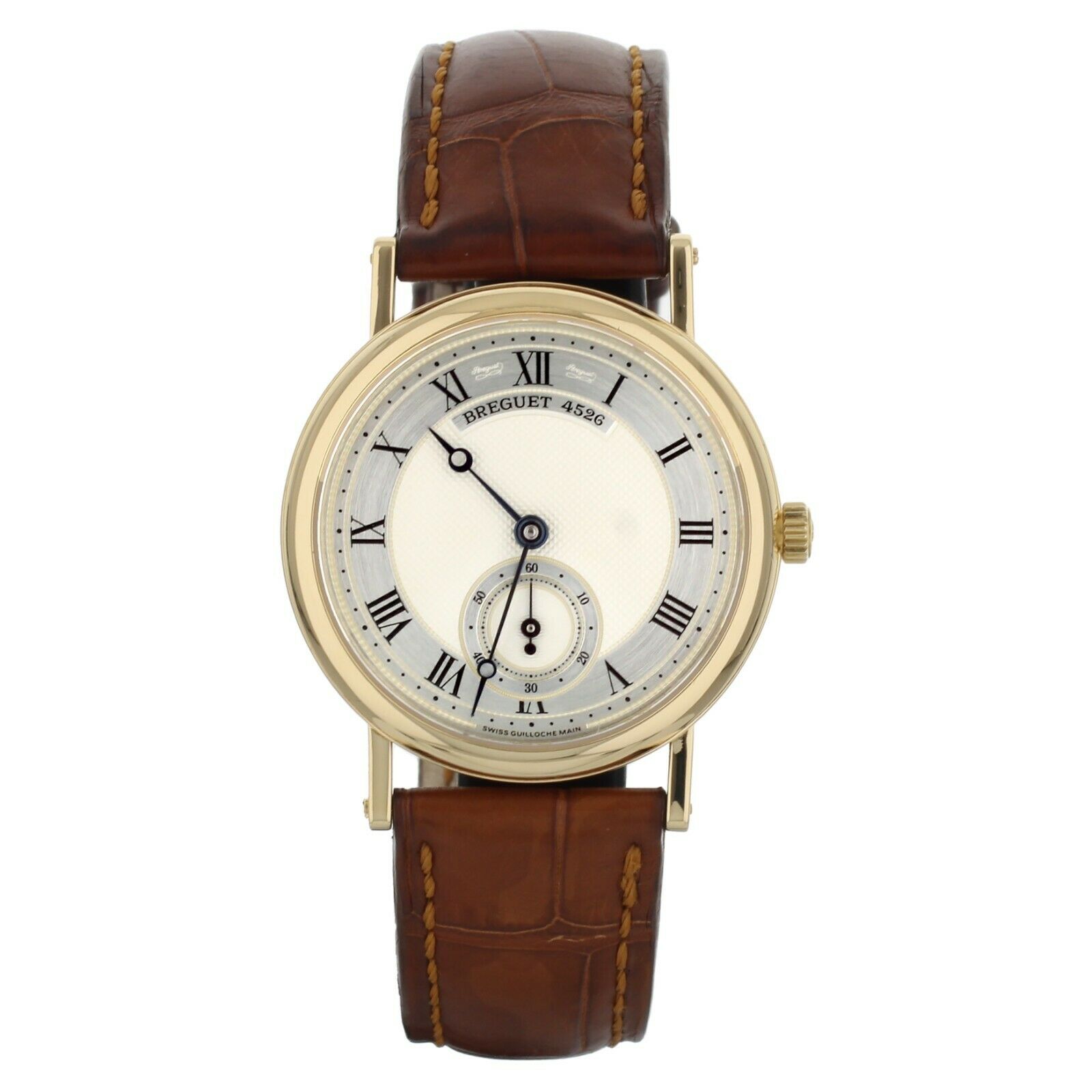 Breguet Classique White Dial Yellow Gold Brown Alligator Manual Wind