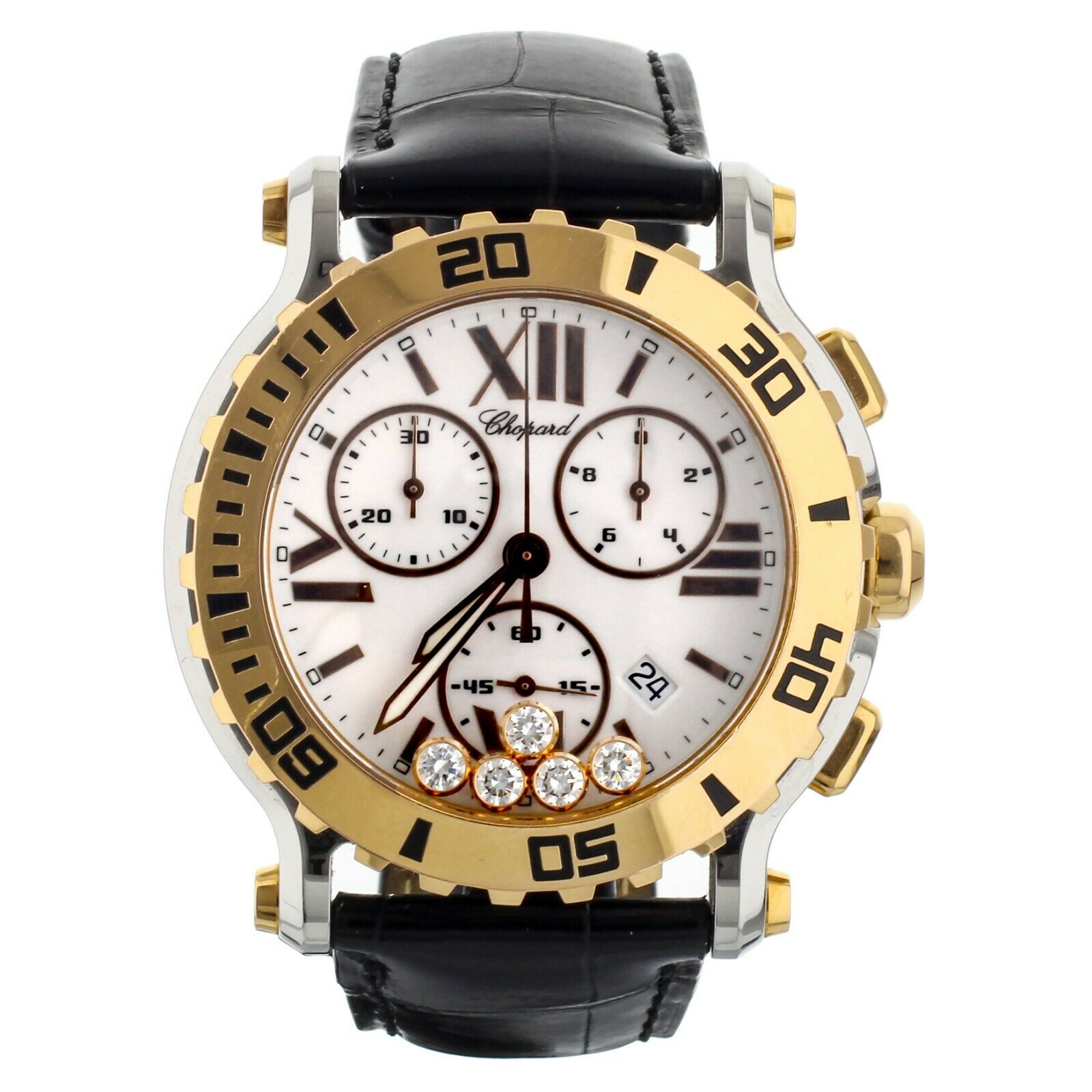 Chopard Happy Sport Chrono Stainless Steel Rose Gold White Dial