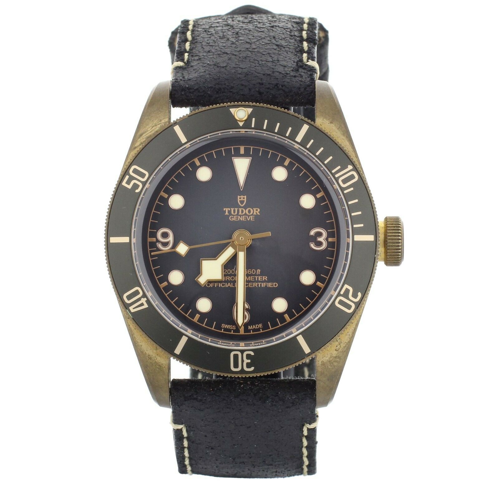 Tudor Black Bay Grey Dial Bronze Case Black Leather Strap 43MM  Full Set