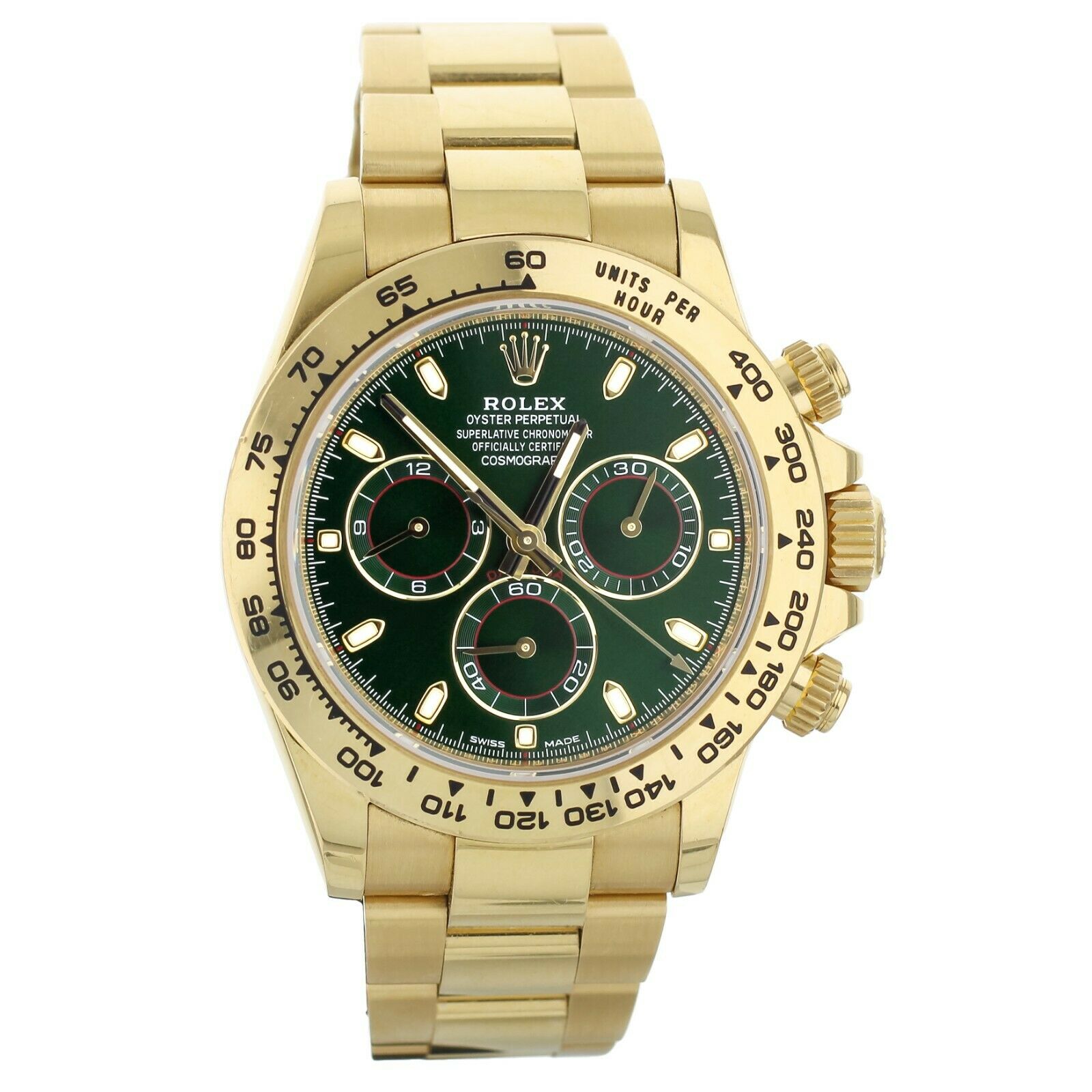 Rolex Cosmograph Daytona Green Dial 18K Yellow Gold Case & Bracelet 40MM