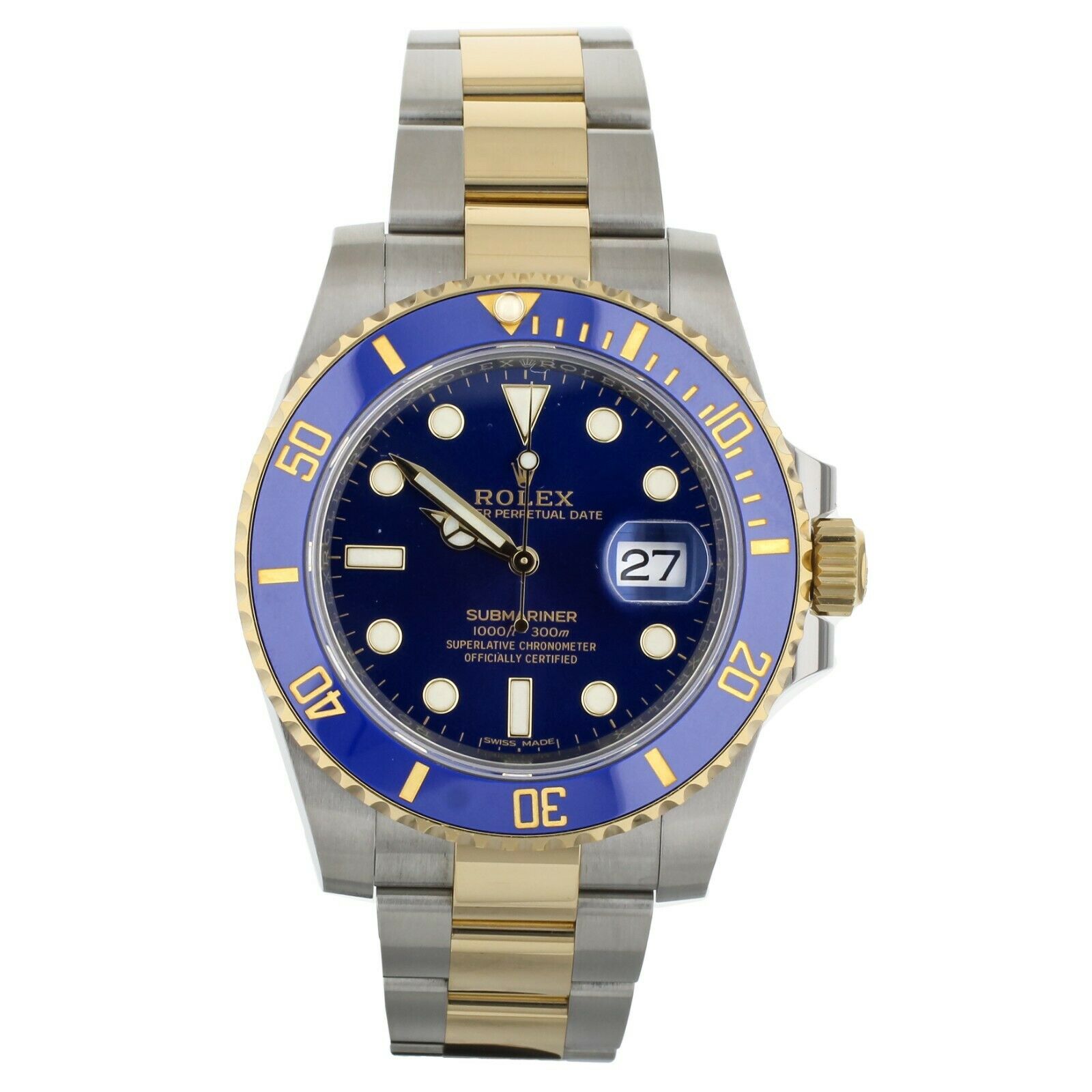 Rolex Submariner Stainless Steel Yellow Gold Blue Dial 40mm  Full Set