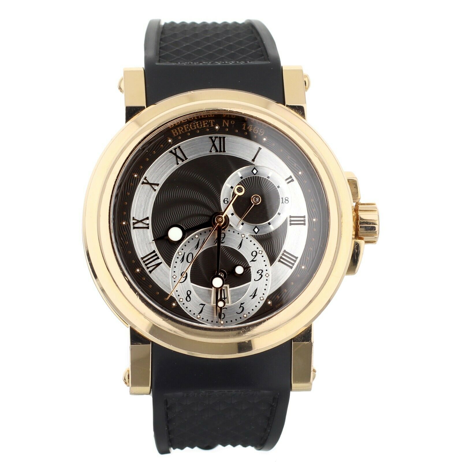 Breguet Marine Dual Time Rose Gold Black Dial Rubber Strap 41mm  Full Set