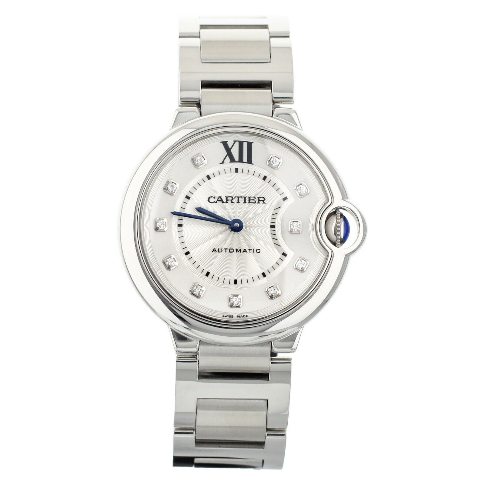 Cartier Ballon Bleu Stainless Steel Silver Diamond Makers 36mm  Ful Set