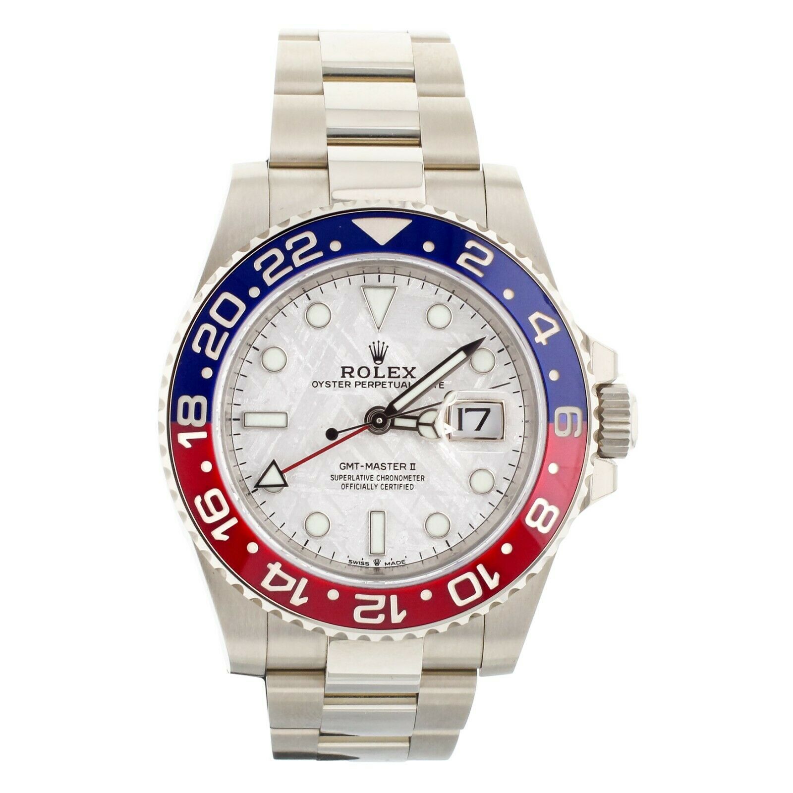 Rolex GMT Master II Pepsi Meteorite Dial White Gold 40mm 126719 BLRO Full Set