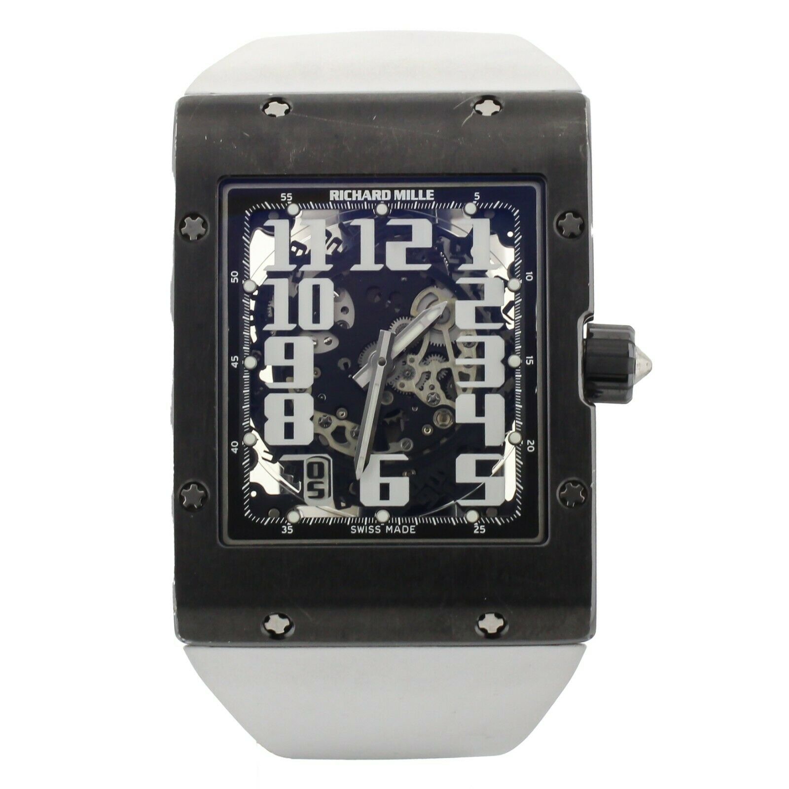 Richard Mille RM  Automatic Extra Flat Titanium White Rubber 49x38mm Full Set