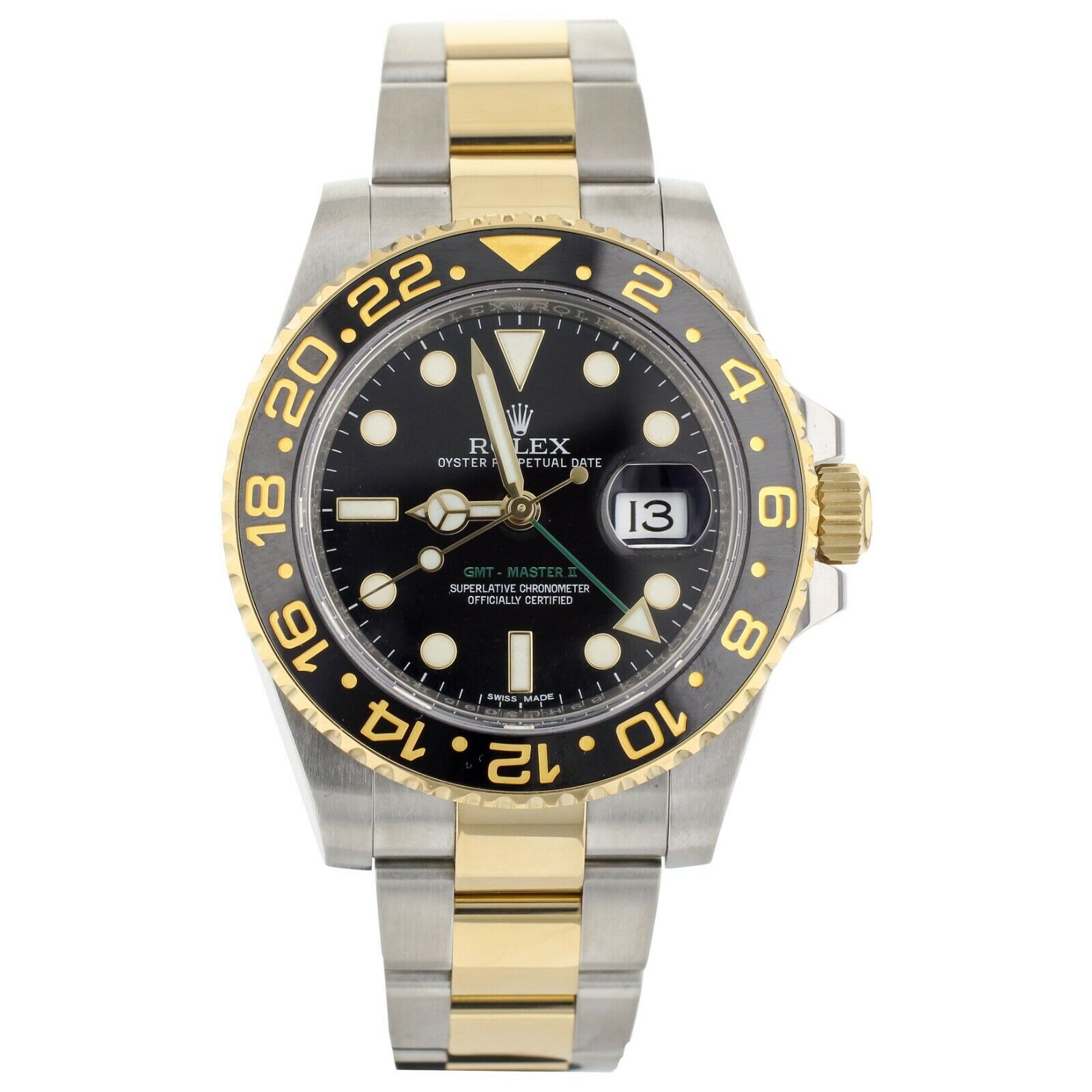 Rolex GMT Master II Stainless Steel Yellow Gold Black Dial 40mm   Full Set