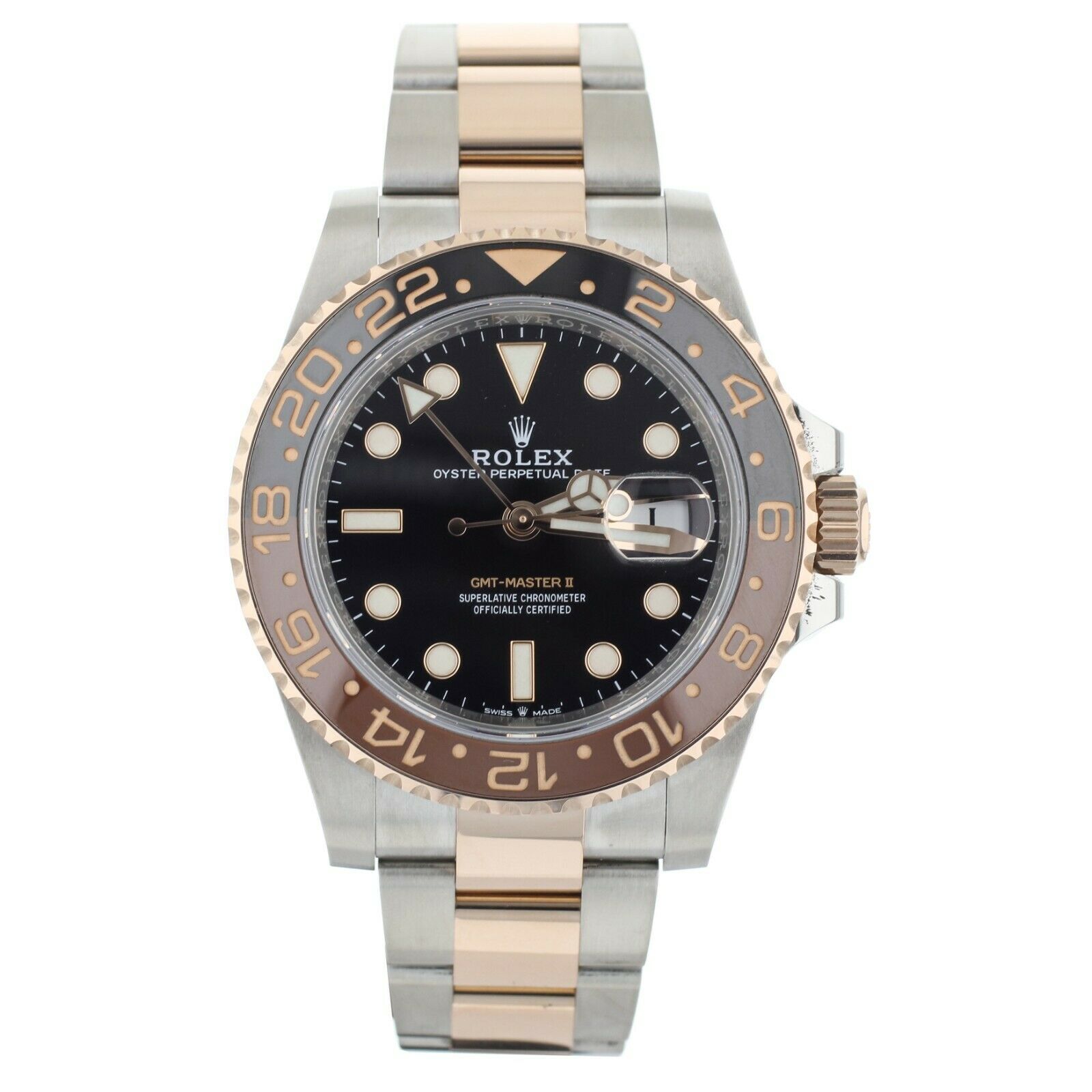 Rolex GMT Master II Rootbeer Stainless Steel Rose Gold Black 40mm