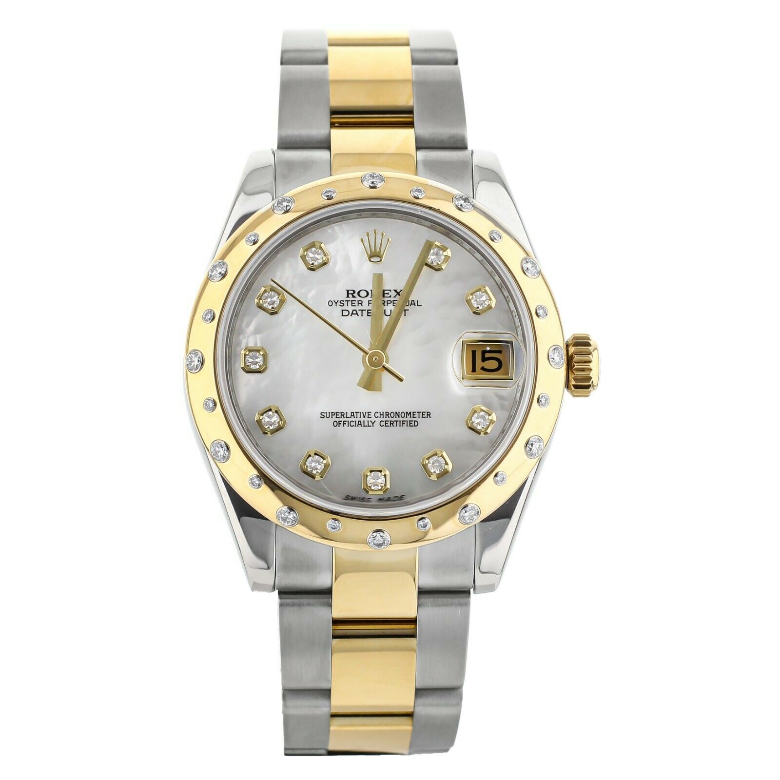 Rolex Datejust Mother of Pearl Diamond Dial  Bezel Steel  Gold 31MM