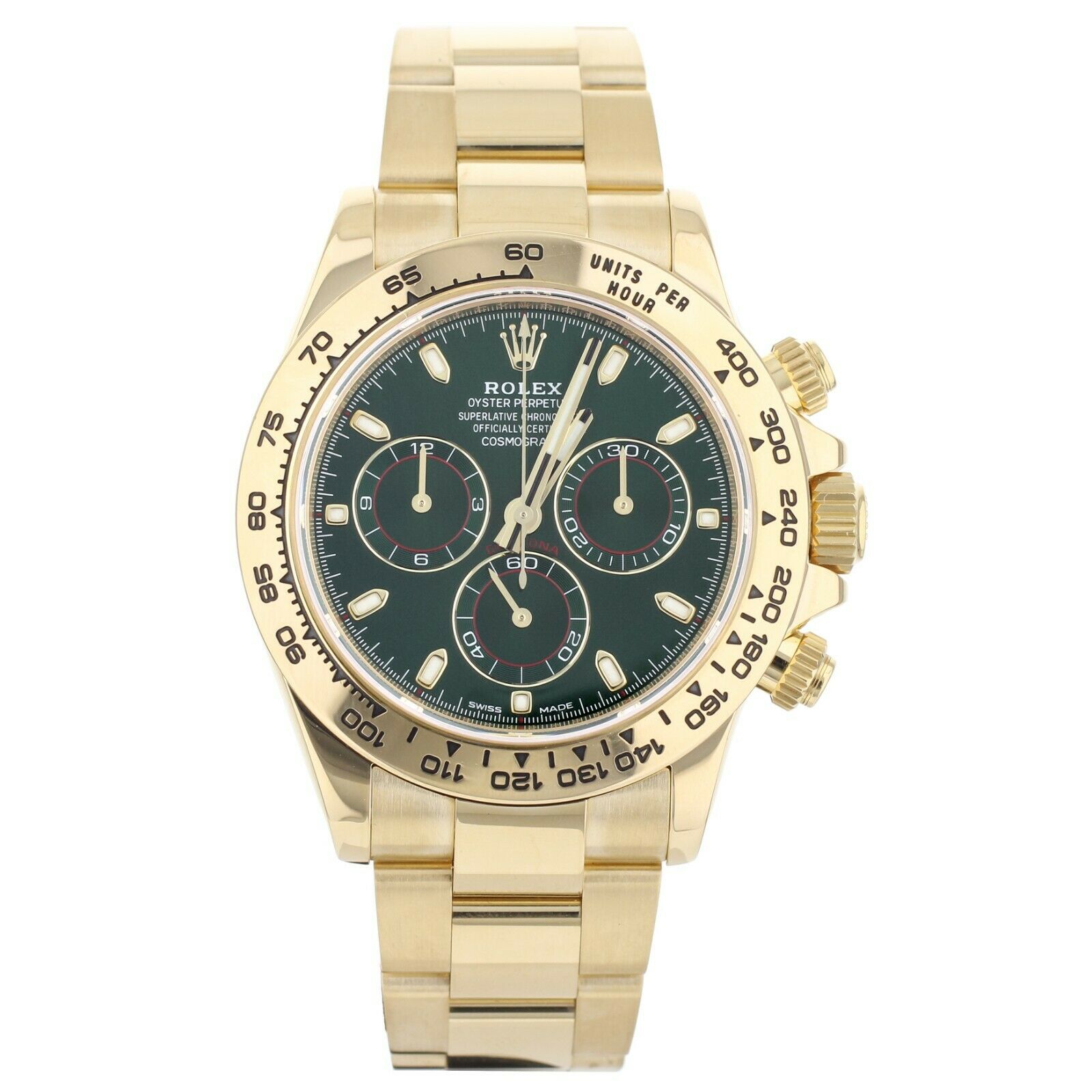 Rolex Cosmograph Daytona Green Dial Yellow Gold Bracelet