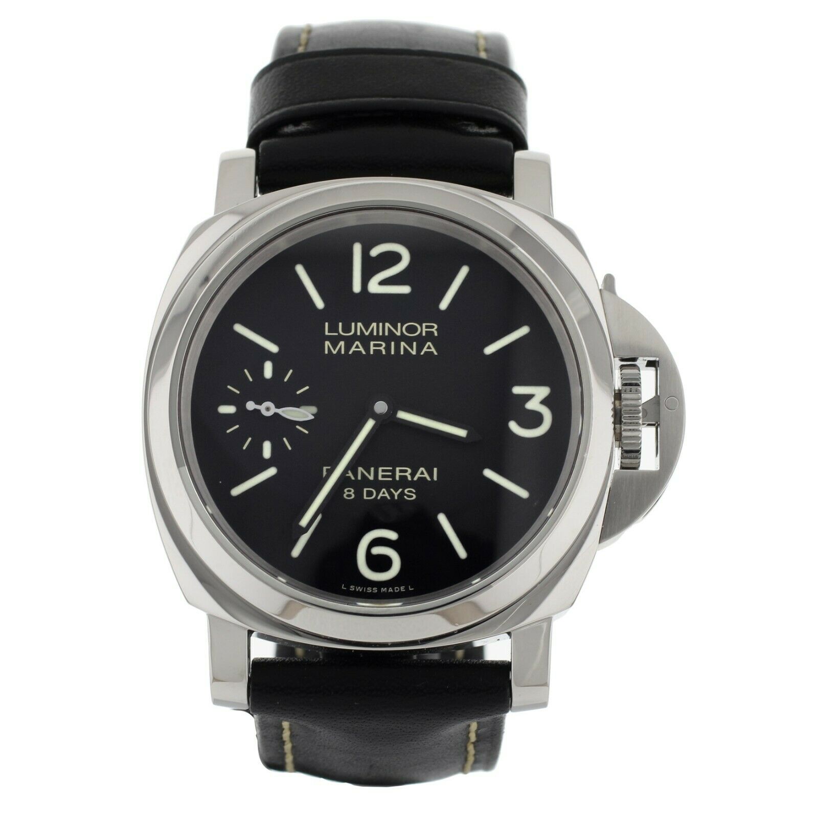 Panerai Luminor 8 Day Black Dial Stainless Steel Hand Wound