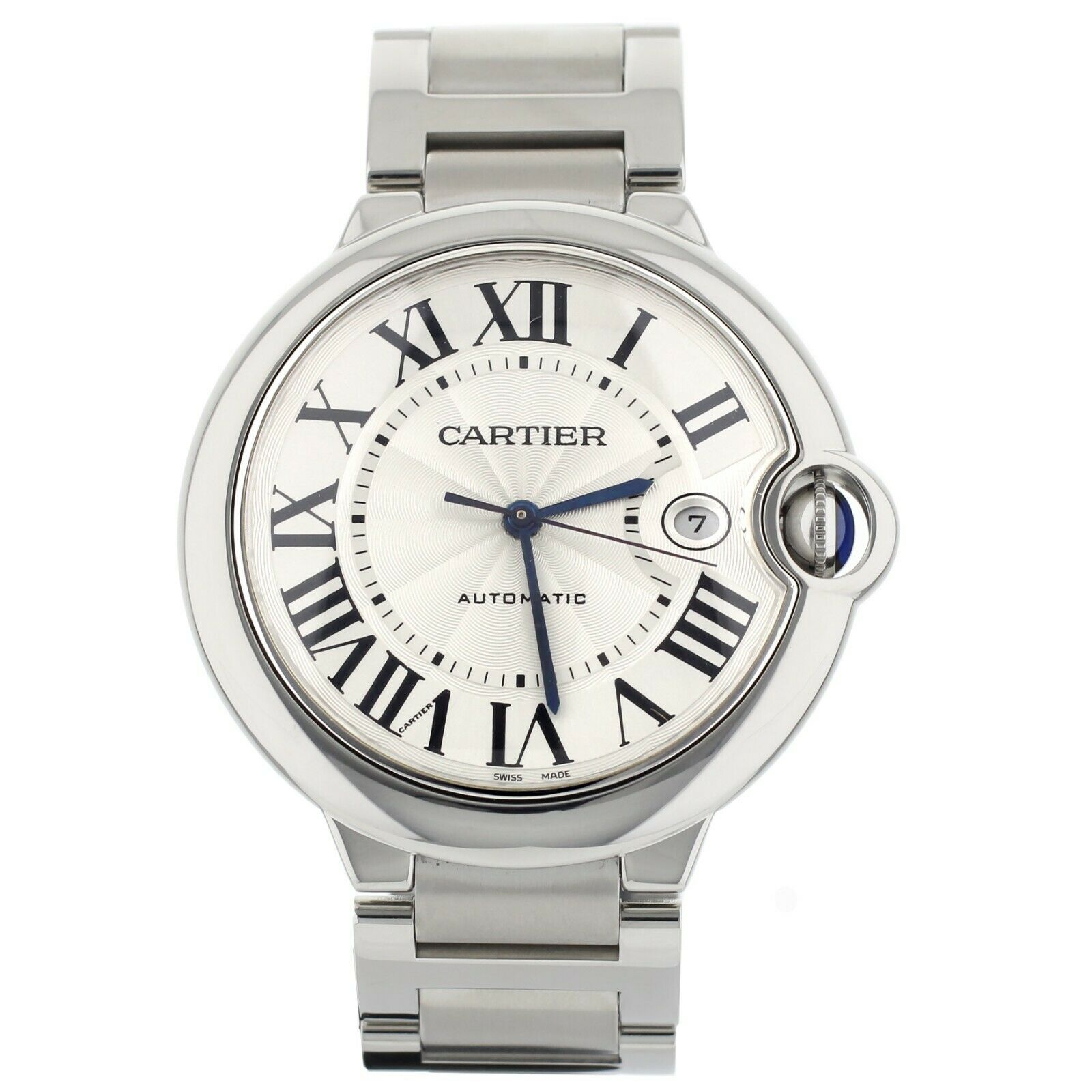 Cartier Ballon Bleu Stainless Steel Silver Dial on Bracelet 42mm W69012Z4