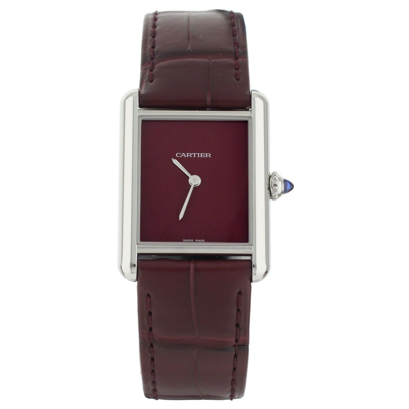 Cartier Tank Must Red Stainless Steel Alligator Quartz 25x33mm   Full Set