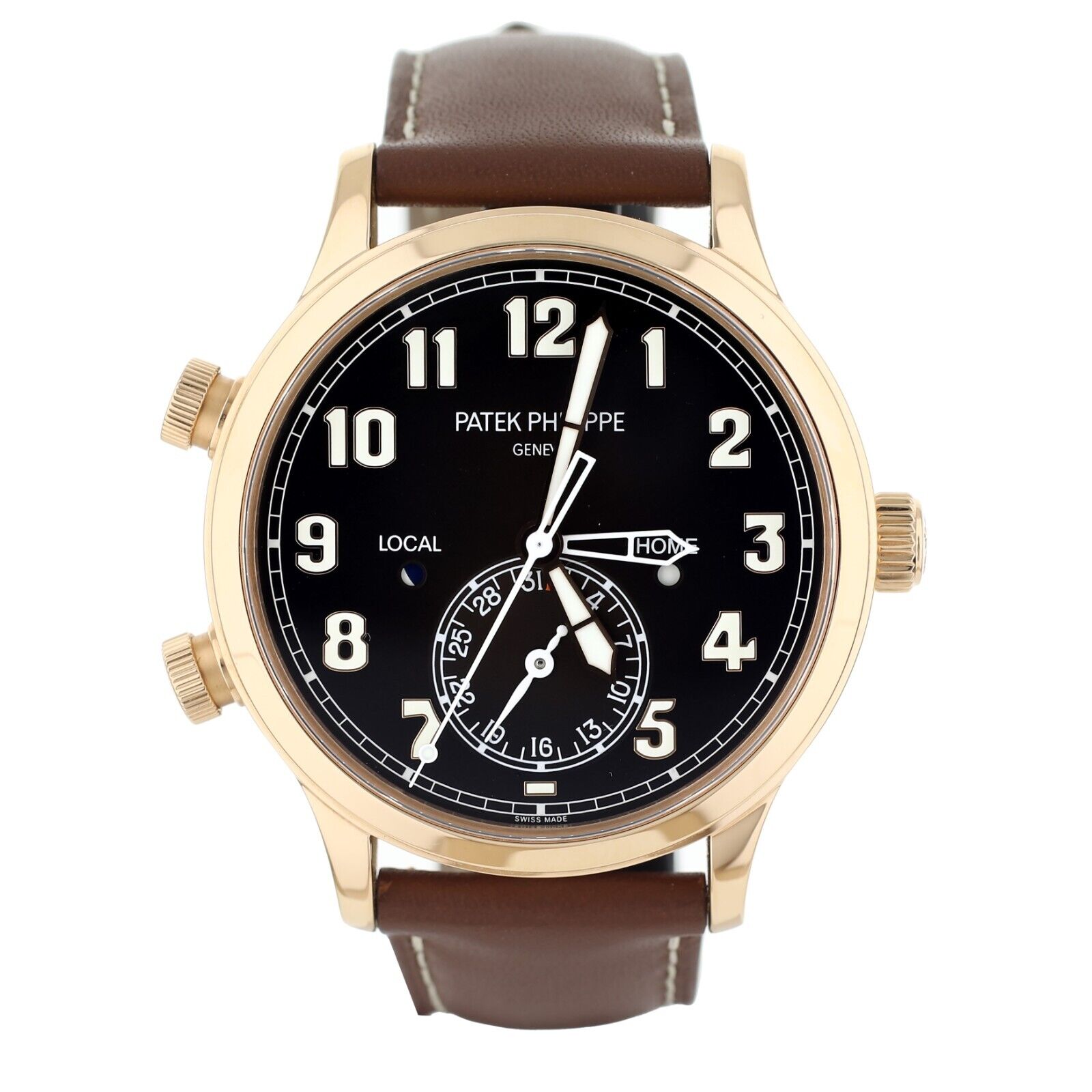 Patek Philippe Calatrava Pilot Travel Time Brown Rose Gold 42mm 5524R Full Set