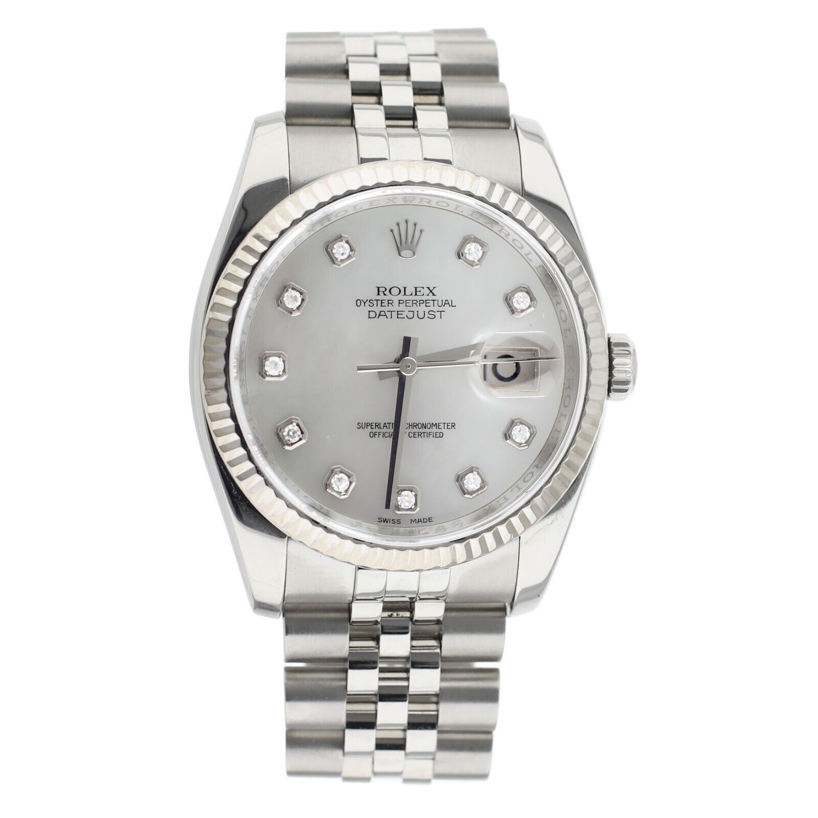 Rolex Datejust Mother Of Pearl Diamond Dial Steel Jubilee Automatic 36MM