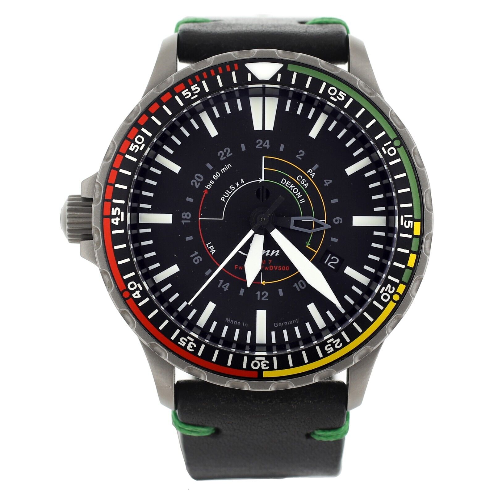 Sinn EZ7 The Mission Timer 7 Black Dial GMT Stainless Steel Calf