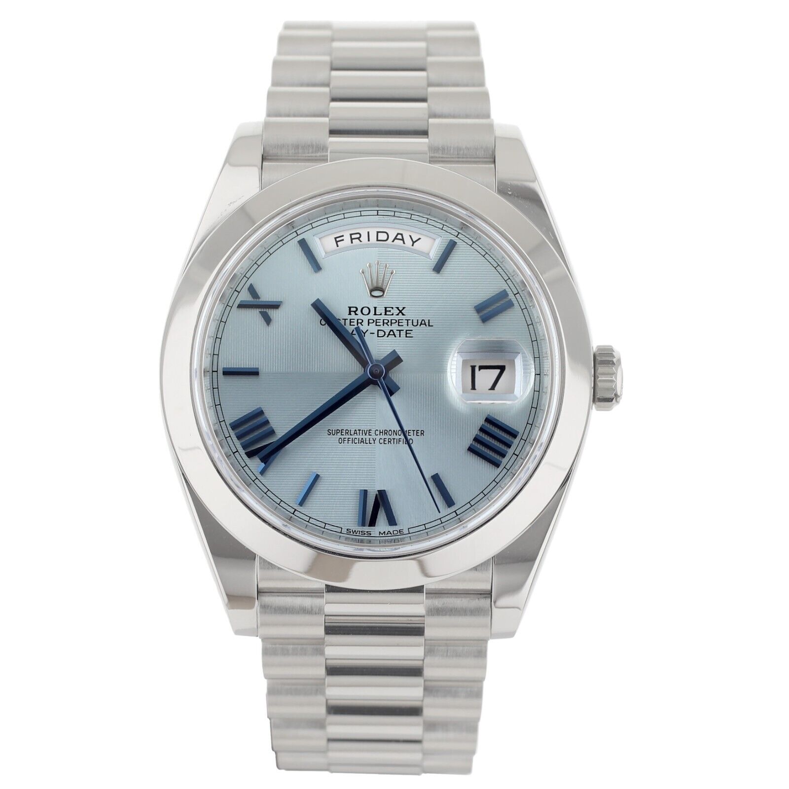 Rolex Day-Date Ice Blue Quadrant Motif Dial Platinum