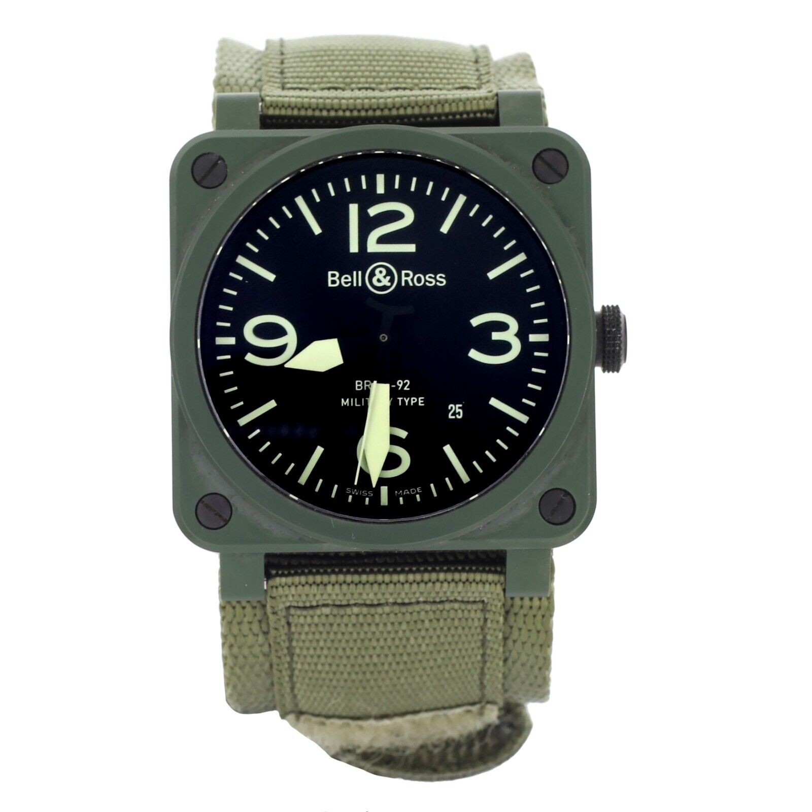 Bell & Ross  Military Type Green Ceramic Canvas Strap 42mm BR03-92-CK
