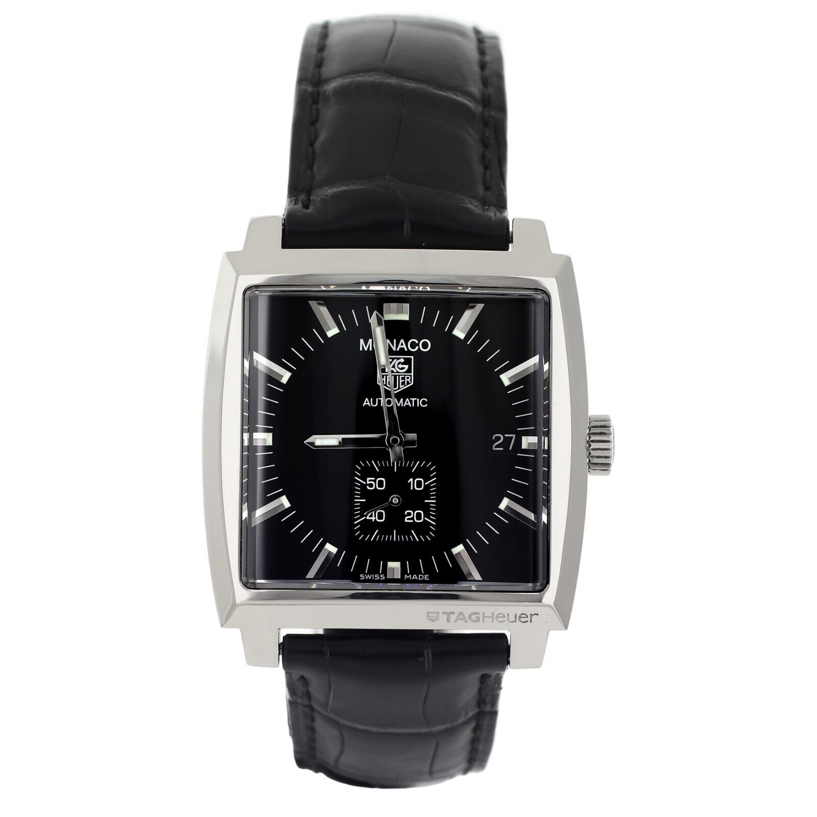 Tag Heuer Monaco Black Dial Stainless Steel Alligator Full Set