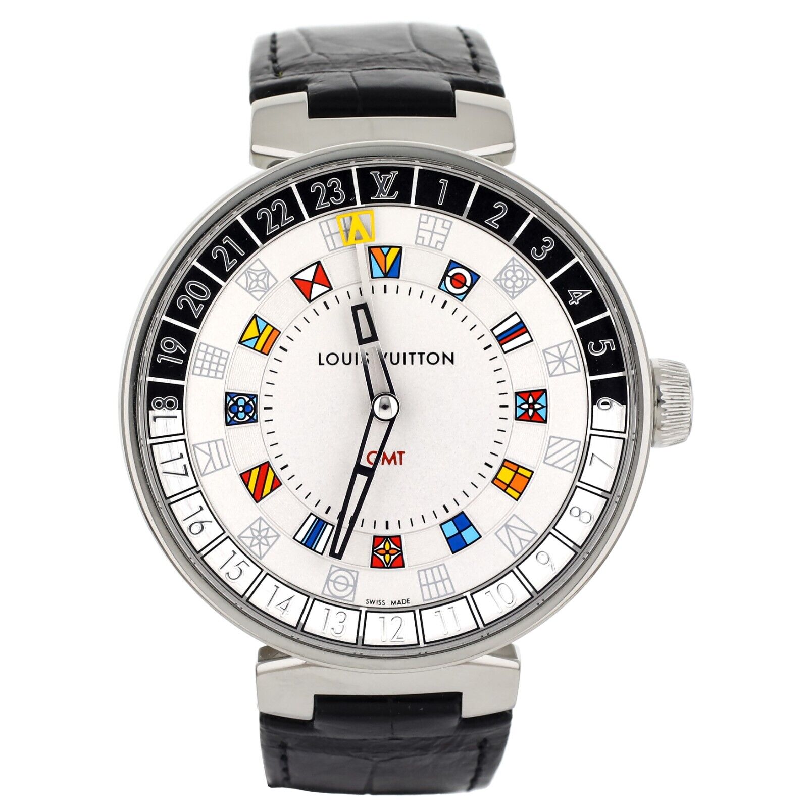 Louis Vuitton Tambour Moon Dual Time Stainless Steel 43mm QA096 Full Set