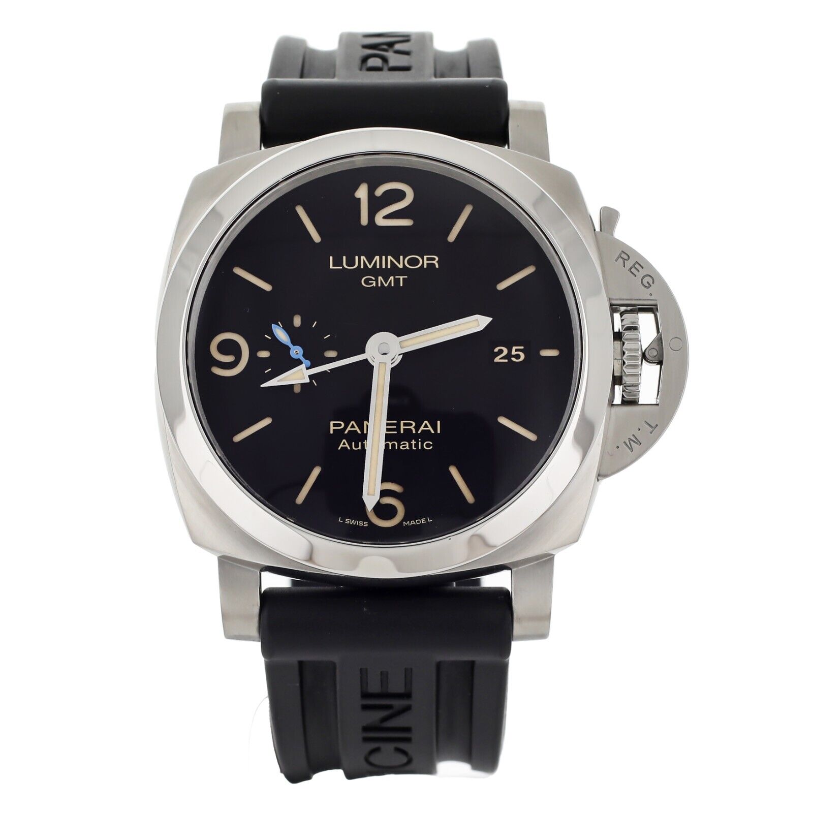 Panerai Luminor 1950 GMT Stainless Steel Rubber Strap Black Dial