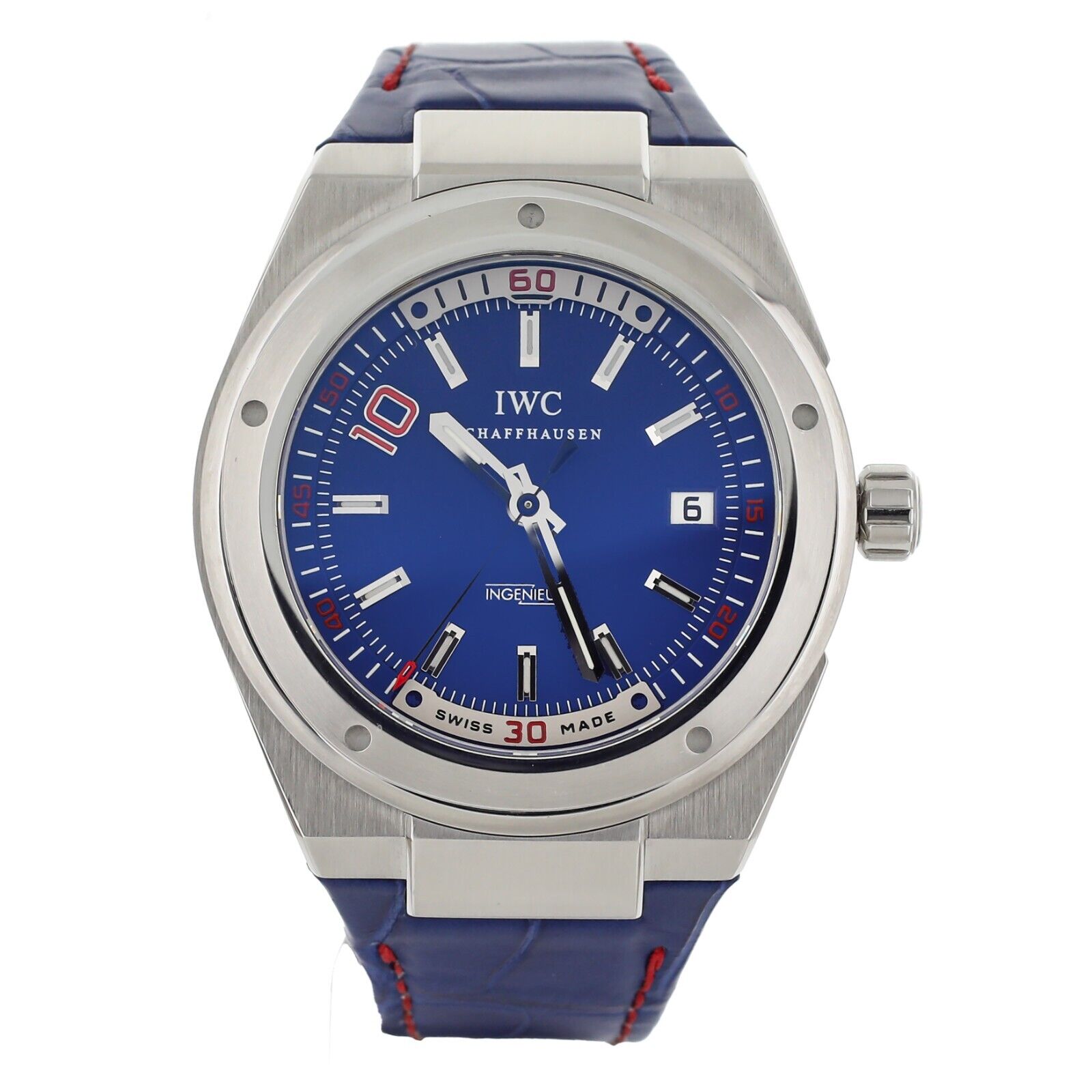 IWC Ingeniuer Zinedine Zidane Blue Dial Leather Strap 44mm  Full Set