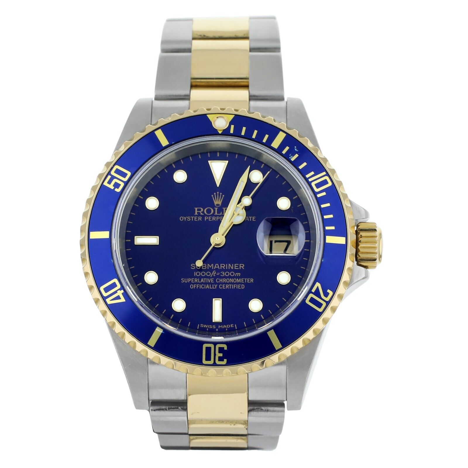 Rolex Submariner Stainless Steel Yellow Gold Blue Dial on Bracelet 40mm