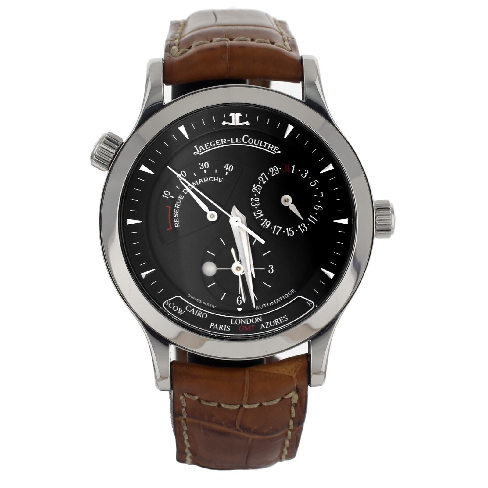 Jaeger LeCoultre Master Geographic World Time Black Dial 38mm  Full Set