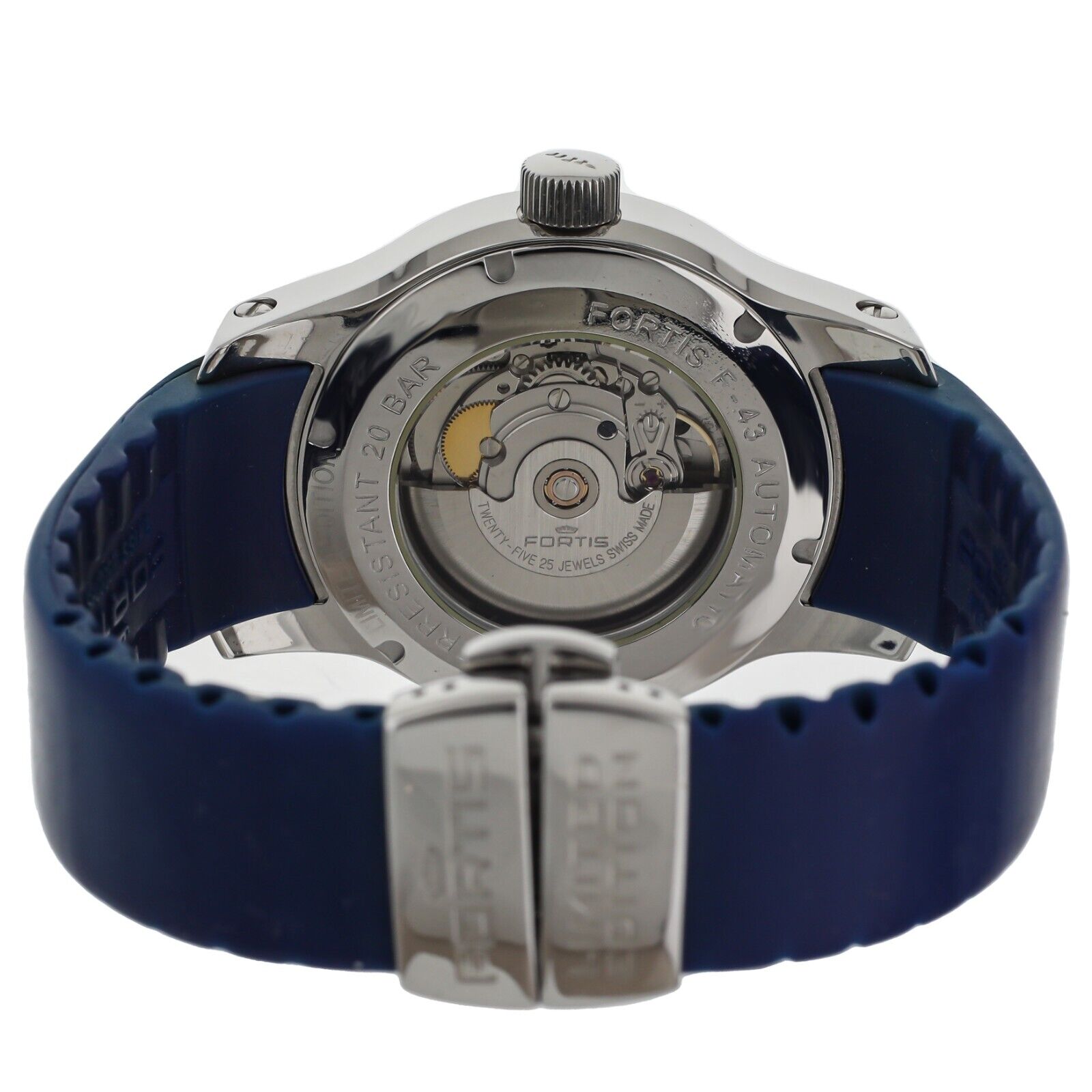 Fortis F-43 Flieger Big Day/Date LE Stainless Steel Blue Rubber