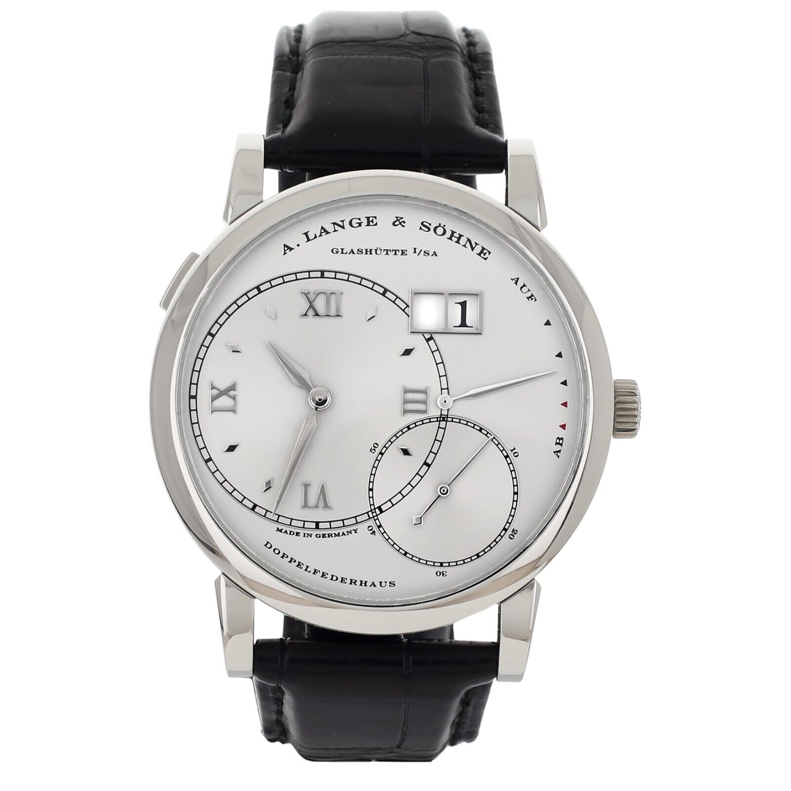 A. Lange  Sohne Grand Lange 1 Silver Dial Platinum Manual Wind