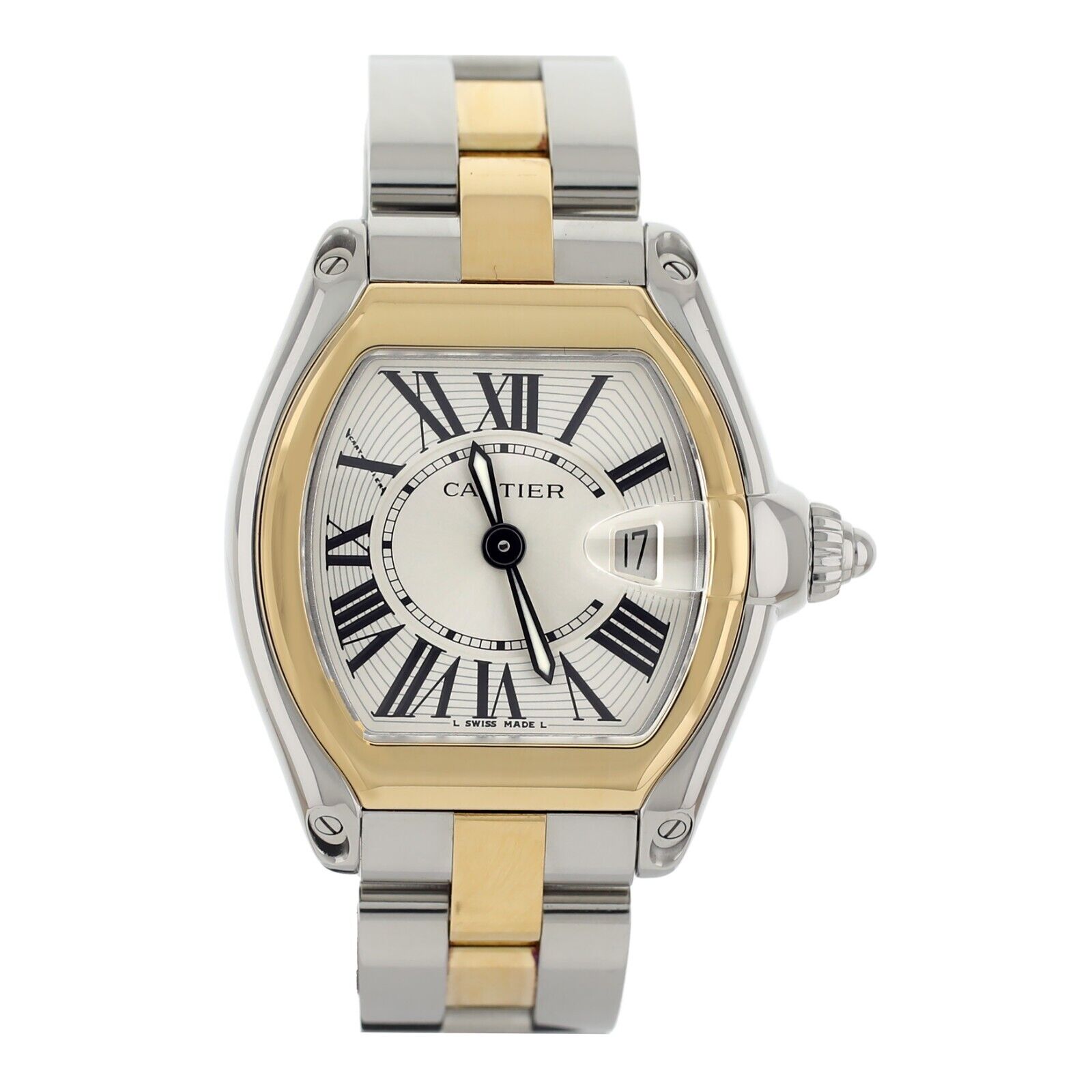 Cartier Roadster Yellow Gold Stainless Steel Silver Dial