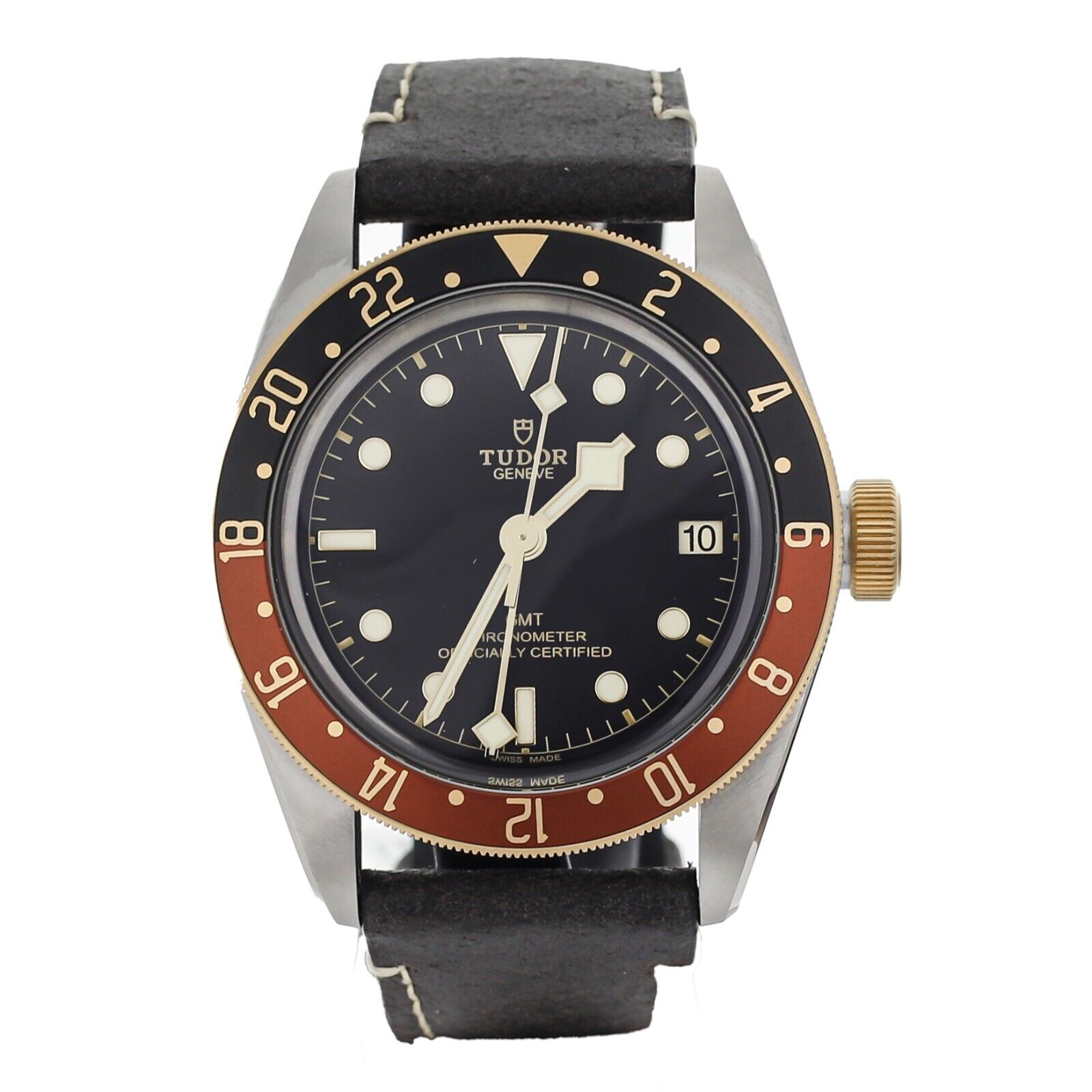 Tudor black Bay GMT Rootbeer Rose Gold Stainless Steel Calf