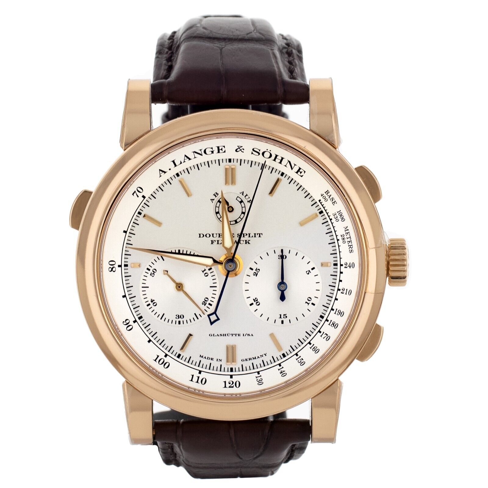 A. Lange  Sohne Double Split Silver Dial Rose Gold Manul