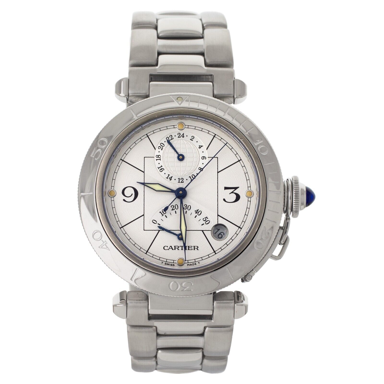 Cartier Pasha GMT Power Reserve Silver Dial 38mm  Watch Only