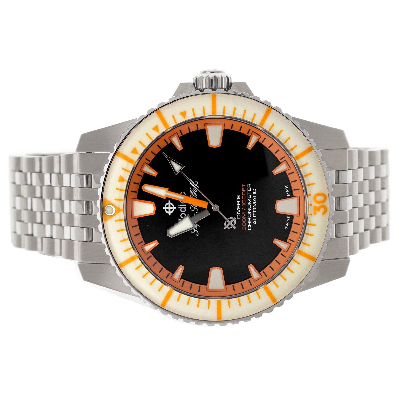 Zodiac Super Sea Wolf Pro-Diver Stainless Steel Orange Bezel