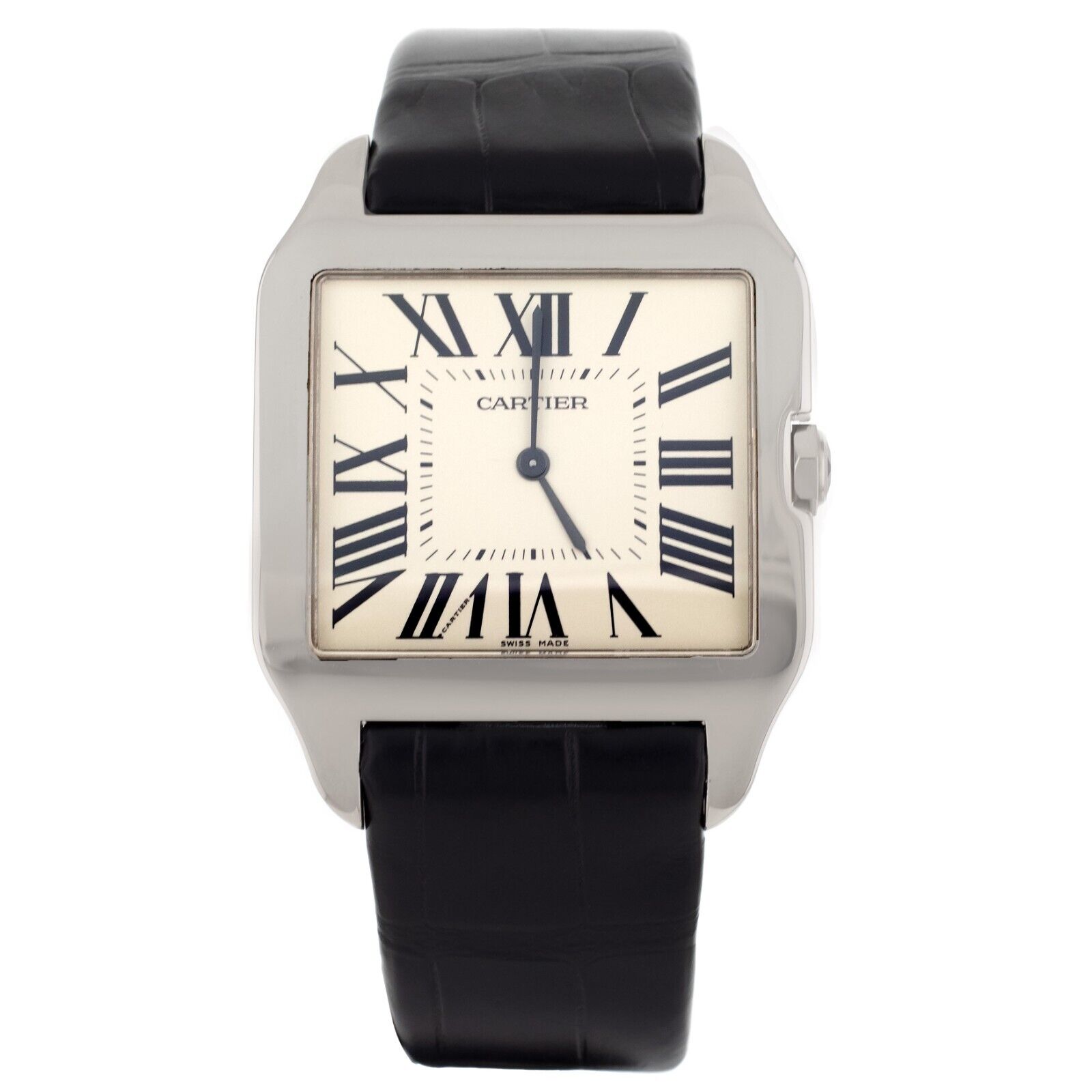 Cartier Santos Dumont White Gold Black Alligator Manual