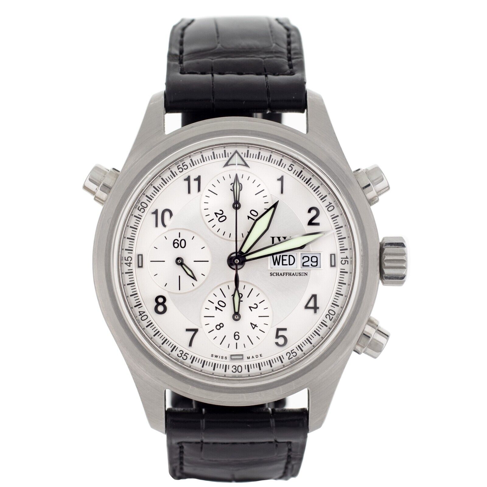 IWC Spitfire Silver Dial Steel Black Strap Automatic
